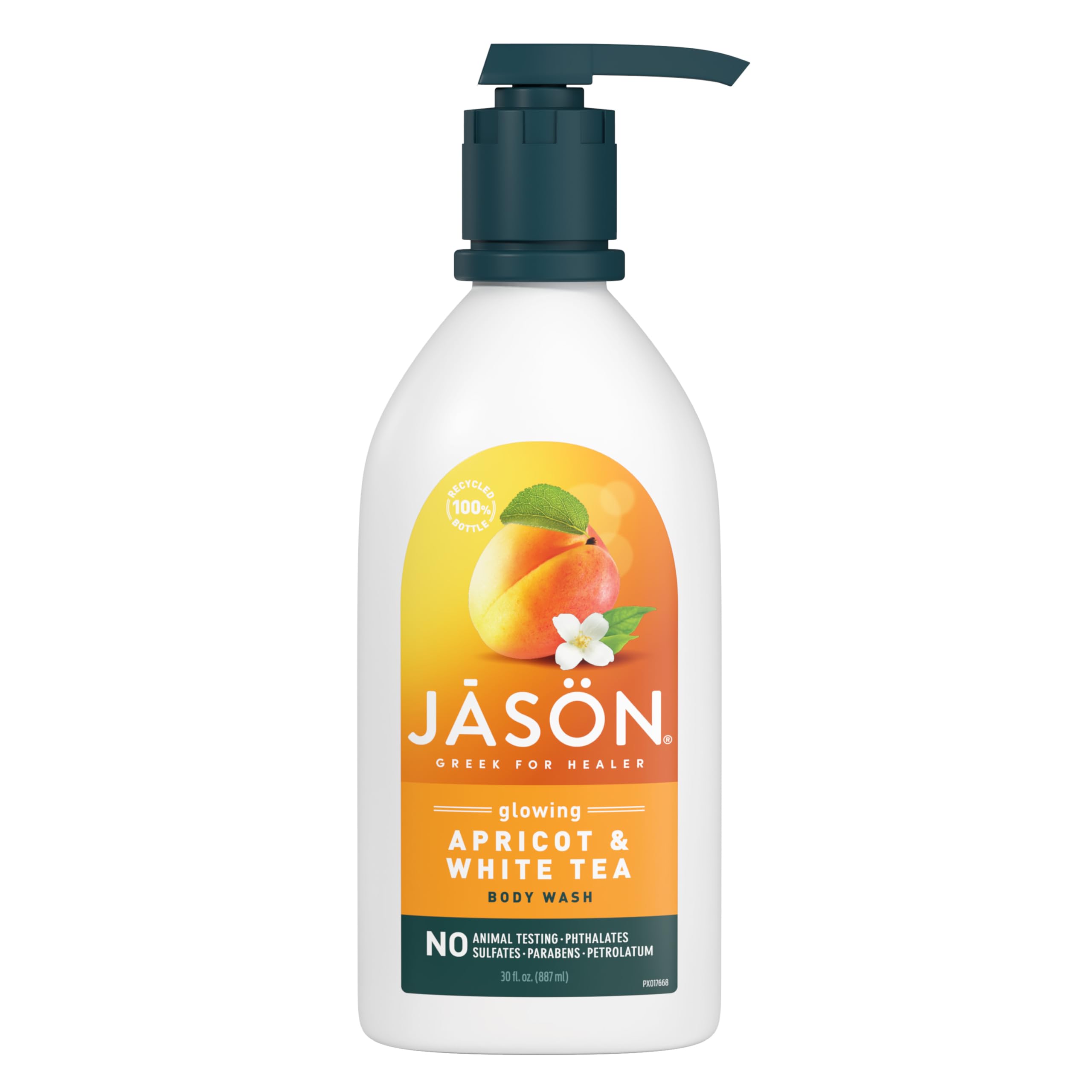JASON Apricot and White Tea Glowing Body Wash, For a Gentle Feeling Clean, 30 Fluid Ounces