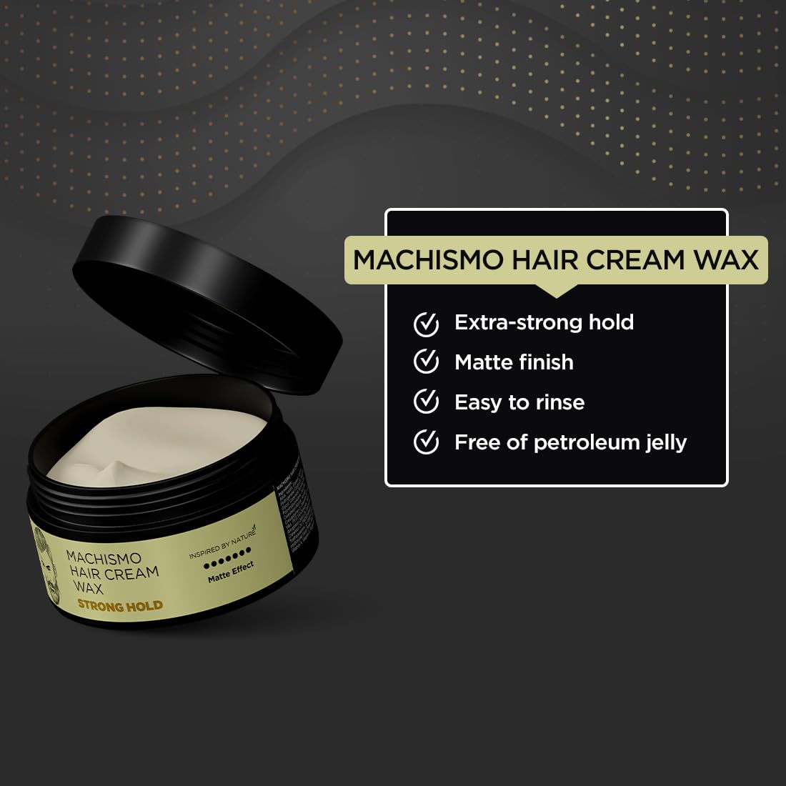 The Man Company Machismo Stronghold Hair Wax for Men| Stylish Matte Finish with Volume | Non Sticky - 100gm