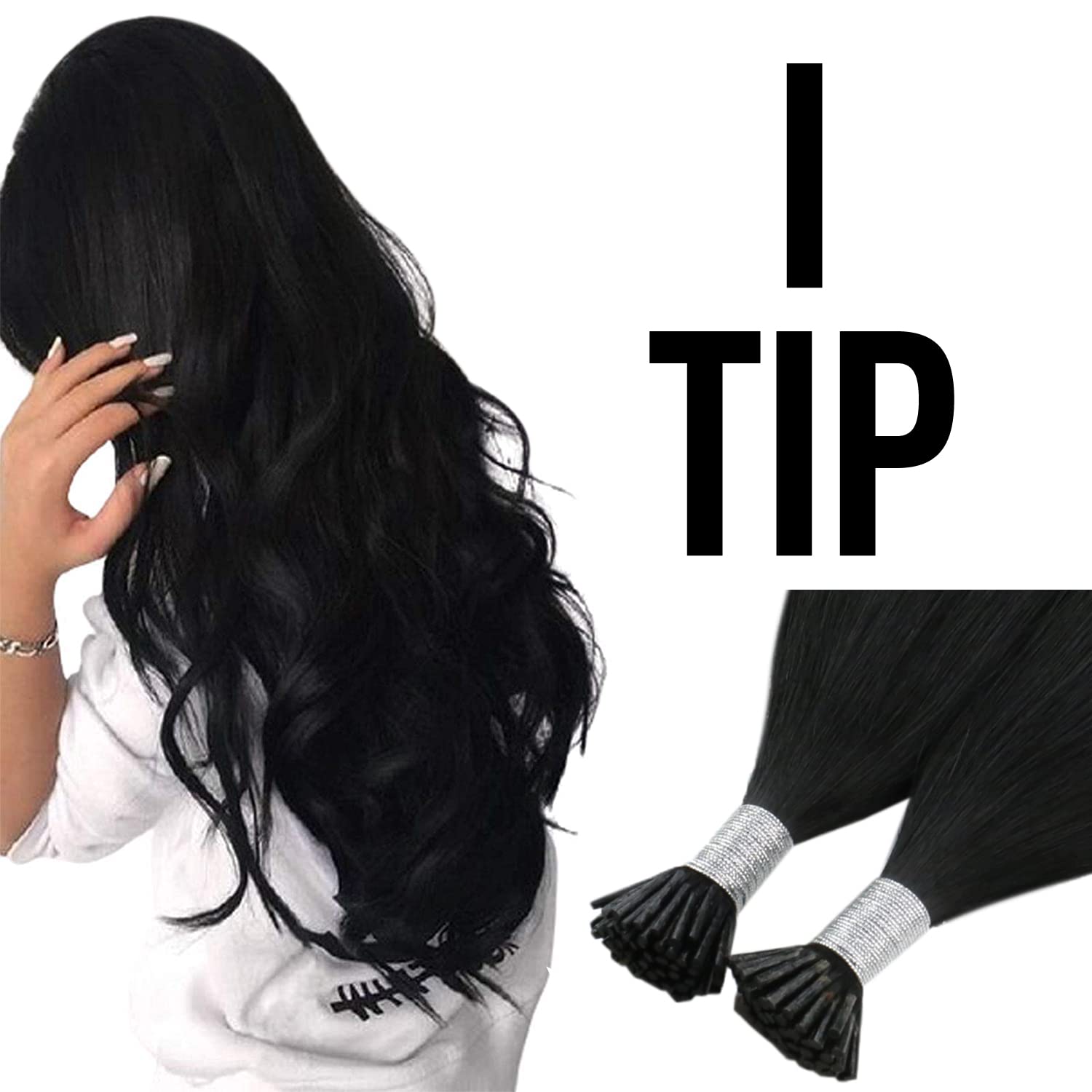 Sunny I Tip Human Hair Extensions Black I Tips Extensions Human Hair Natural Black Hair Extensions I Tips Cold Fusion Tip Hair E