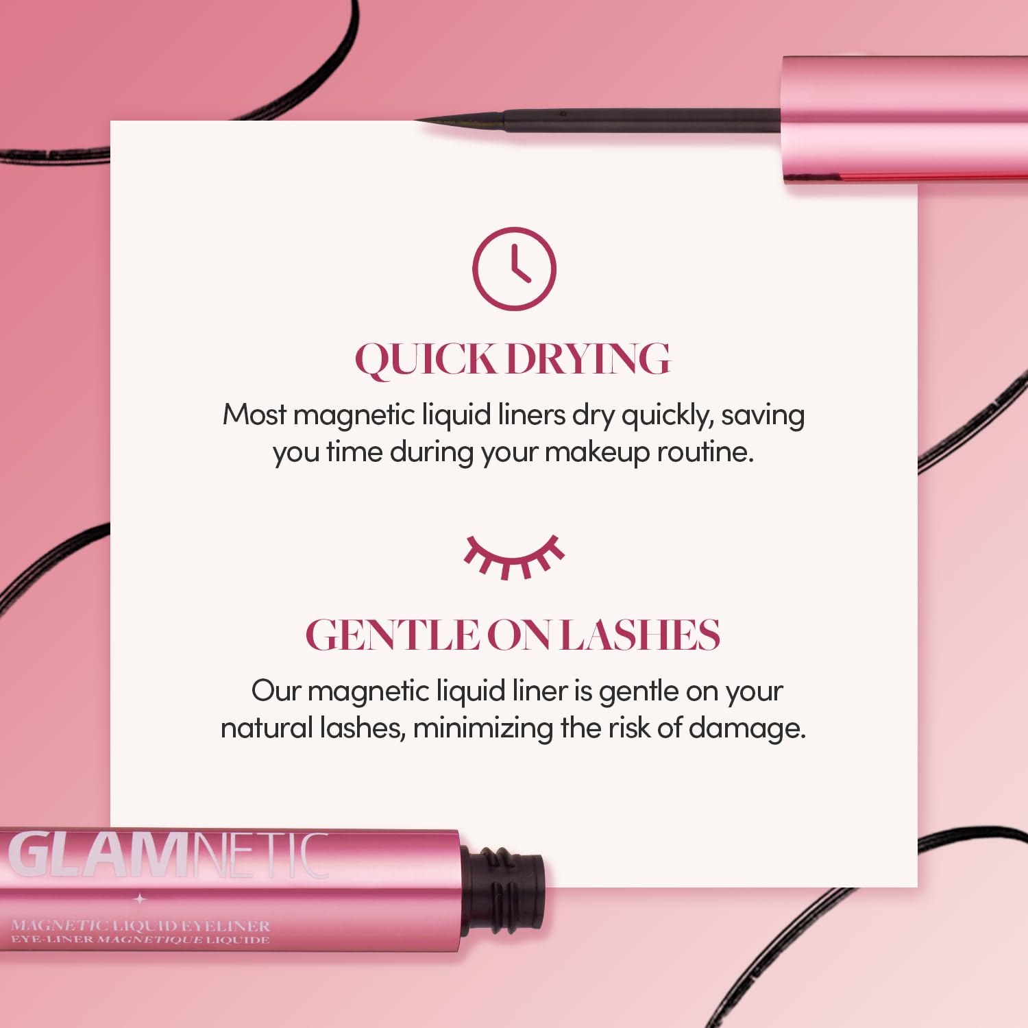 Glamnetic Magnetic Eyeliner, Liquid Black, For Eyelashes - Waterproof & Smudge Proof Liner | All-Day Hold For Magnetic Lashes, Q