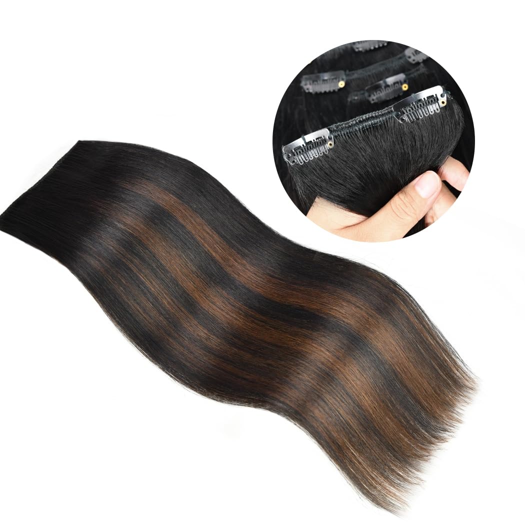 20'' Clip In Hair Extensions Remy Human Hair For Women - Silky Straight Balayage Clip On Real Hair Extensions 75Grams 4Pieces (2