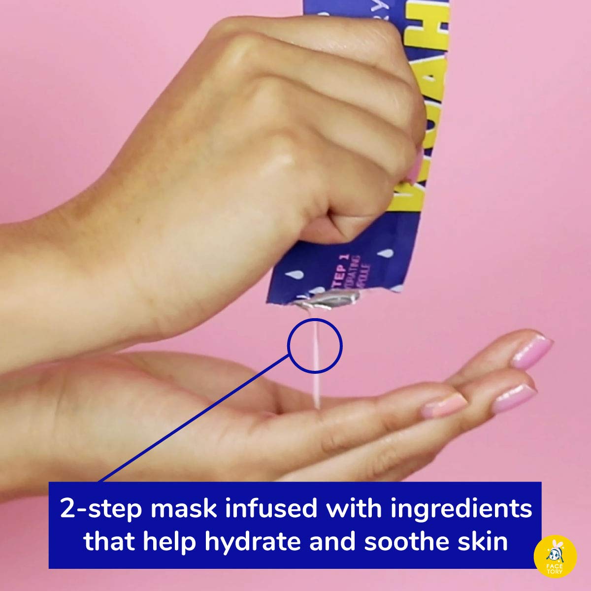 FAcETORY Woah that H2O Hydrating 2-Step Hyaluronic Acid and ceramide Mask - Strengthening and Hydrating (Pack of 5)