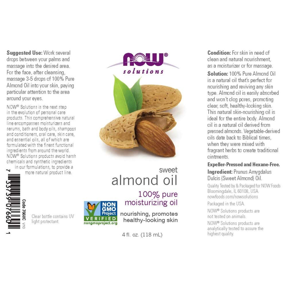 Now Almond Oil, 4-Ounces (Pack Of 4)