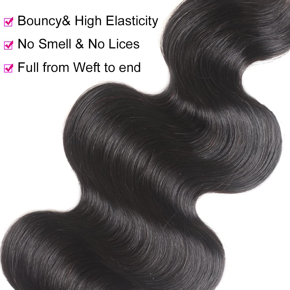 Hswpawk Hair 100% Unprocessed Brazilian Body Wave 1 Bundle Human Hair Natural Black Color Brazilian Body Wave Bundle Human Hair