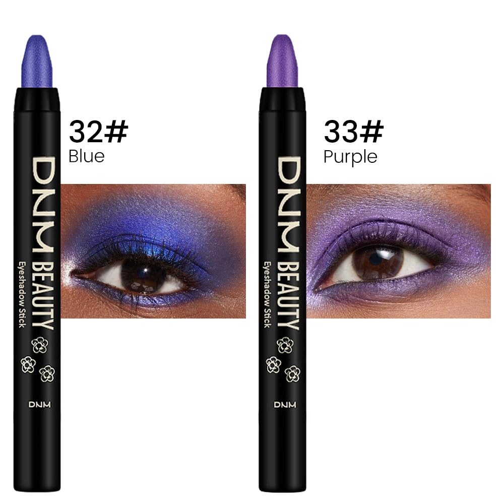 Kaely 2Pcs Cream Eyeshadow Sticks Set For Eyes Waterproof,Blue Shimmer & Purple Shimmer Matte Eye Shadow Stick Pencil Pen Bulk S