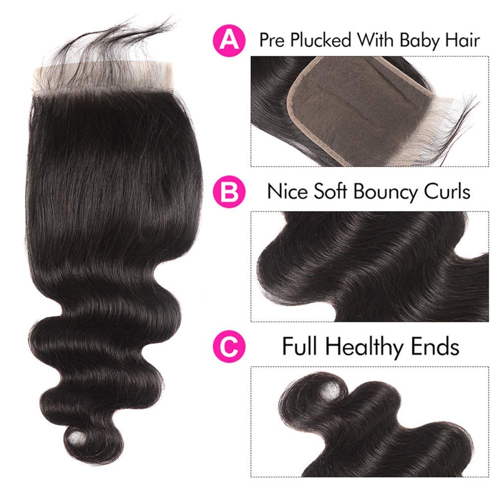 6x6 Hd Lace Closure Human Hair Pre Plucked With Baby Hair Body Wave High Density Unprocessed Brazilian Virgin Hair 10a Grade Nat