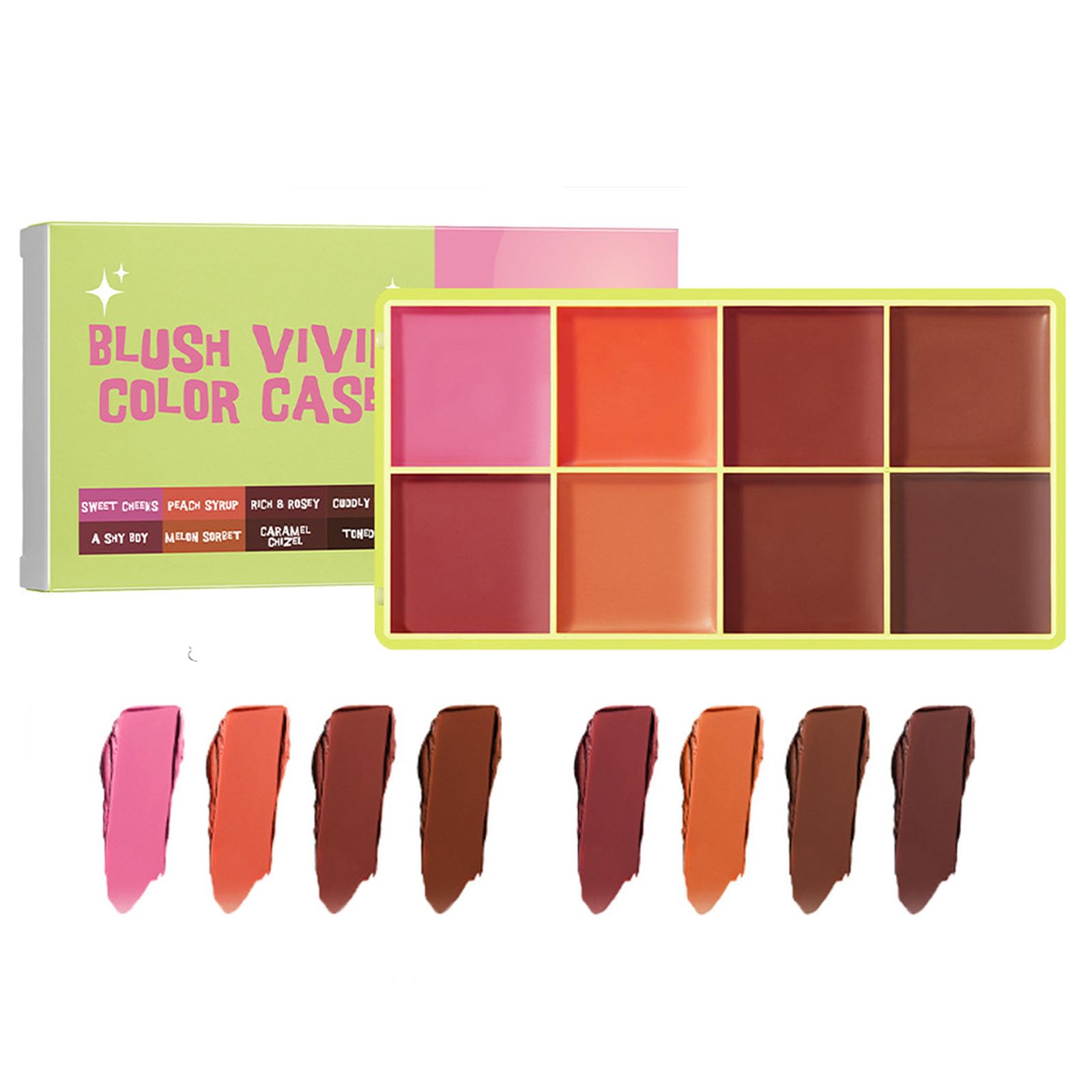 8 Color Cream Blush Palette, Matte Blush, Fine and Smooth Texture, Easy Blend and Buildable Texture,LongLasting Waterproof, Fac