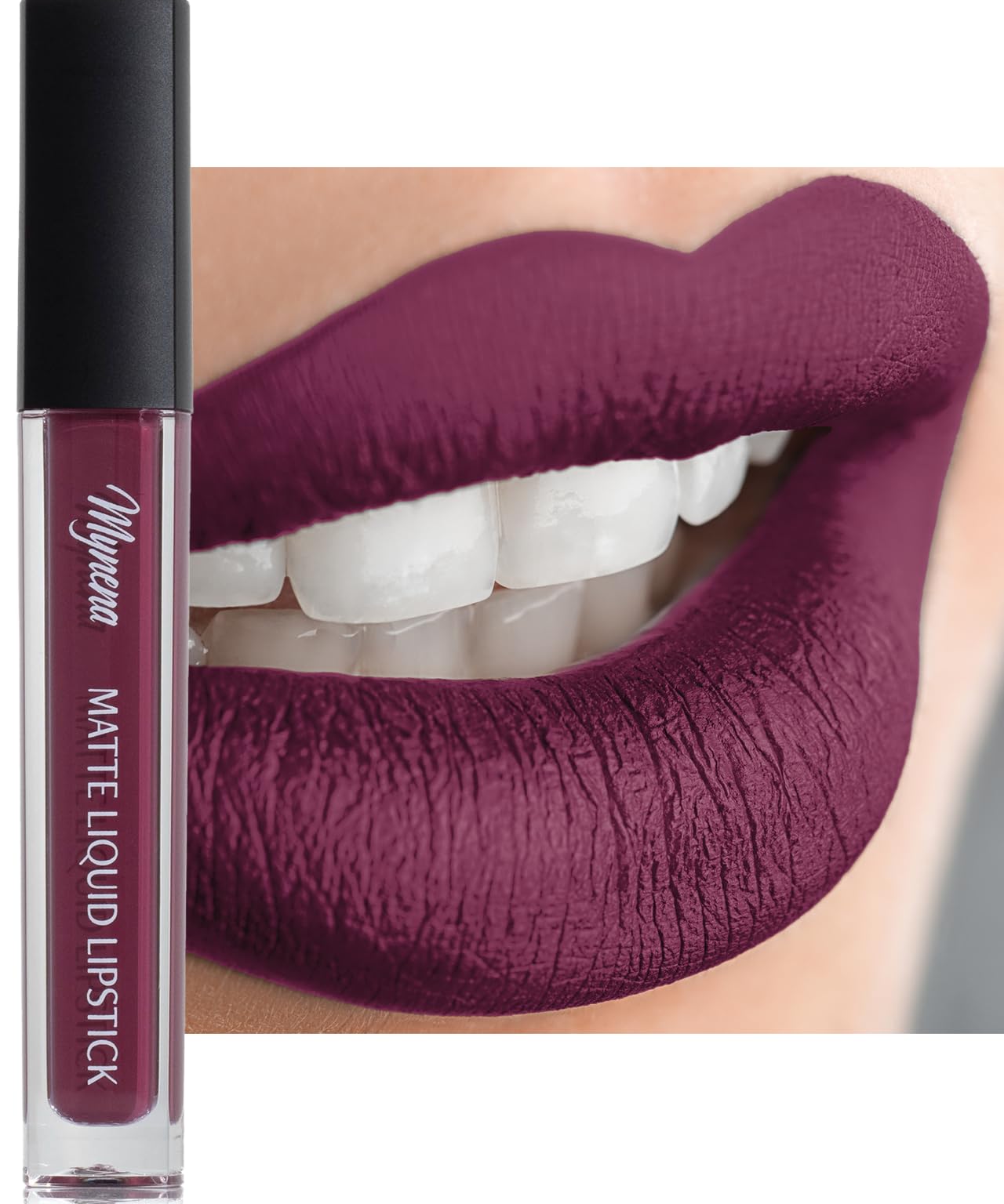 Mynena Dark Purple Long-Lasting Matte Liquid Lipstick Intense Color Smudge-Proof & Waterproof Comfortable Hydrating Shea Butter
