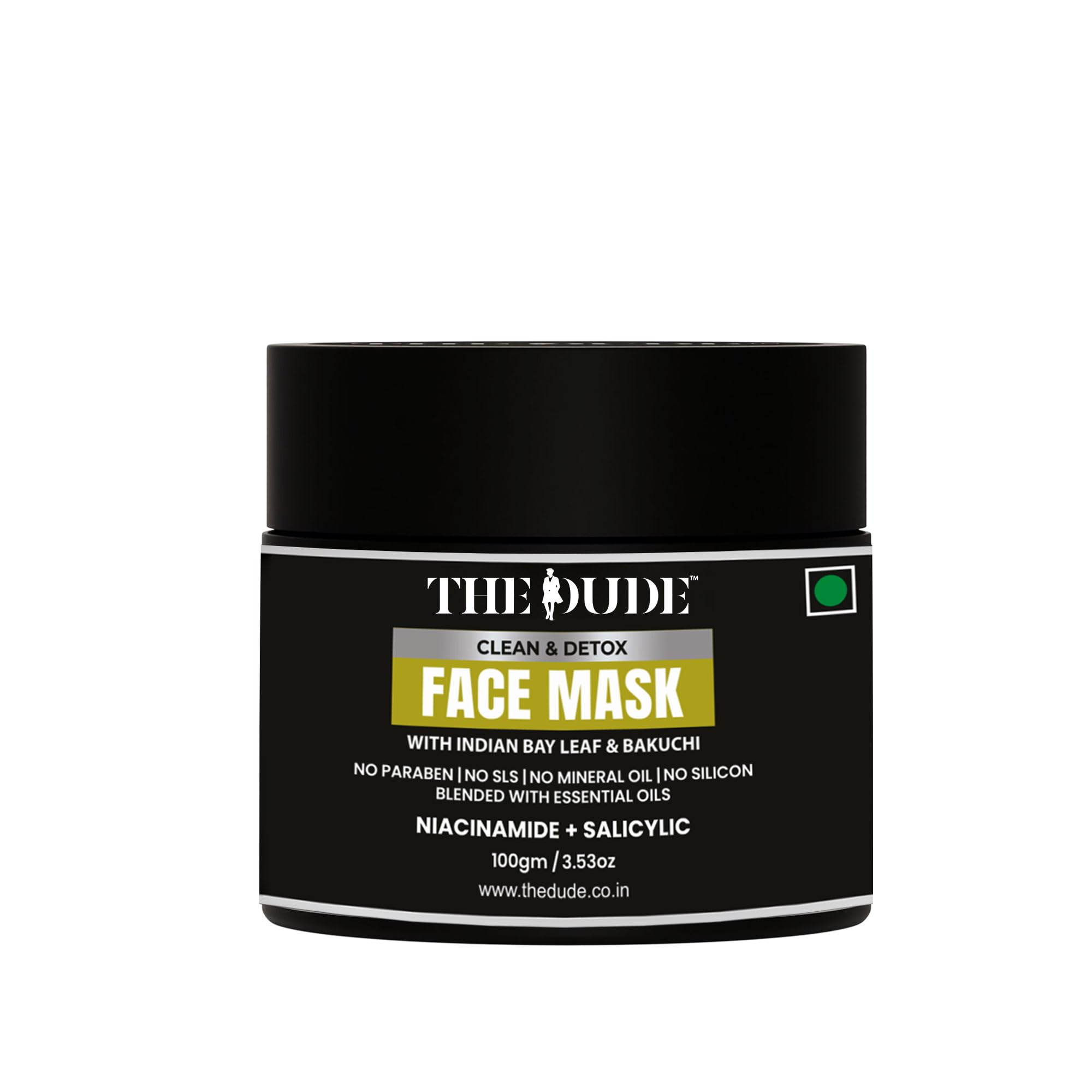 The Dude Clean Detox Face Mask For Men  100 Gm | Bakuchi Indian Bay Leaf | Deep Pore Cleansing | Helps Reduce Acne & Oil