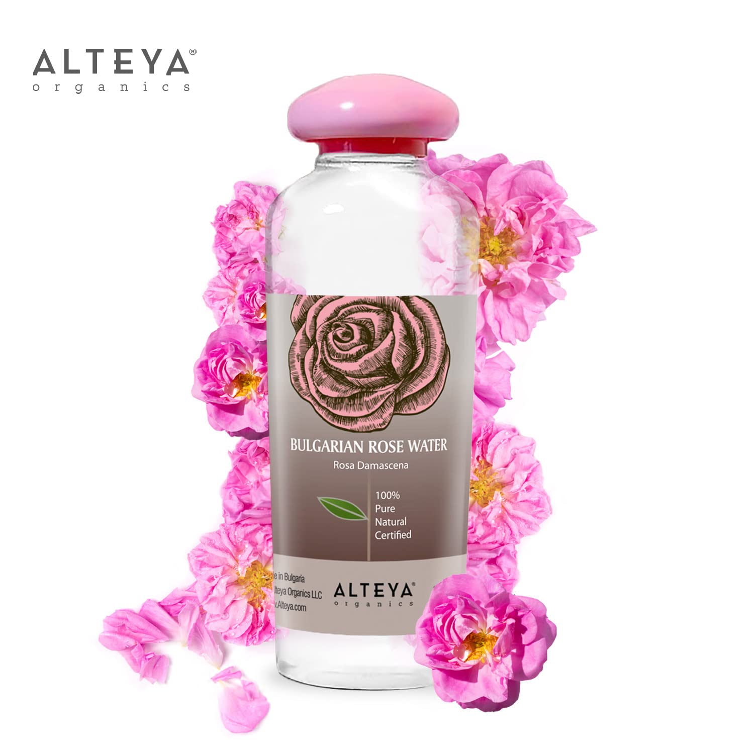 Alteya Organics Rose Water Natural Facial Toner, 8.5 Fl Oz/250Ml Pure Bulgarian Rosa Damascena Flower Water, Award-Winning Moist