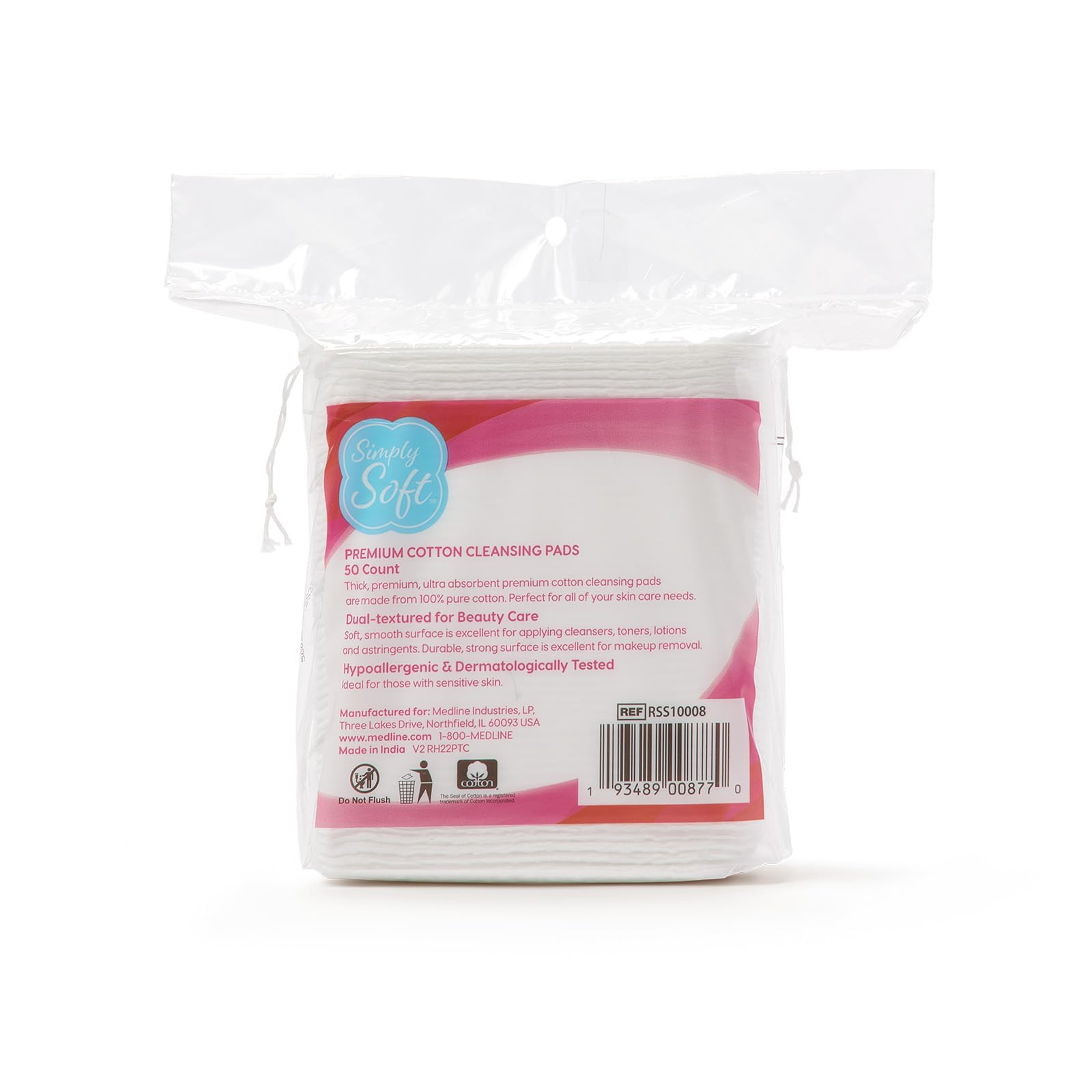 Simply Soft Premium Jumbo Cotton Cleansing Pads, 100% Pure Cotton, Large 3.5 X 4.5 Cotton Pads (200 Count)
