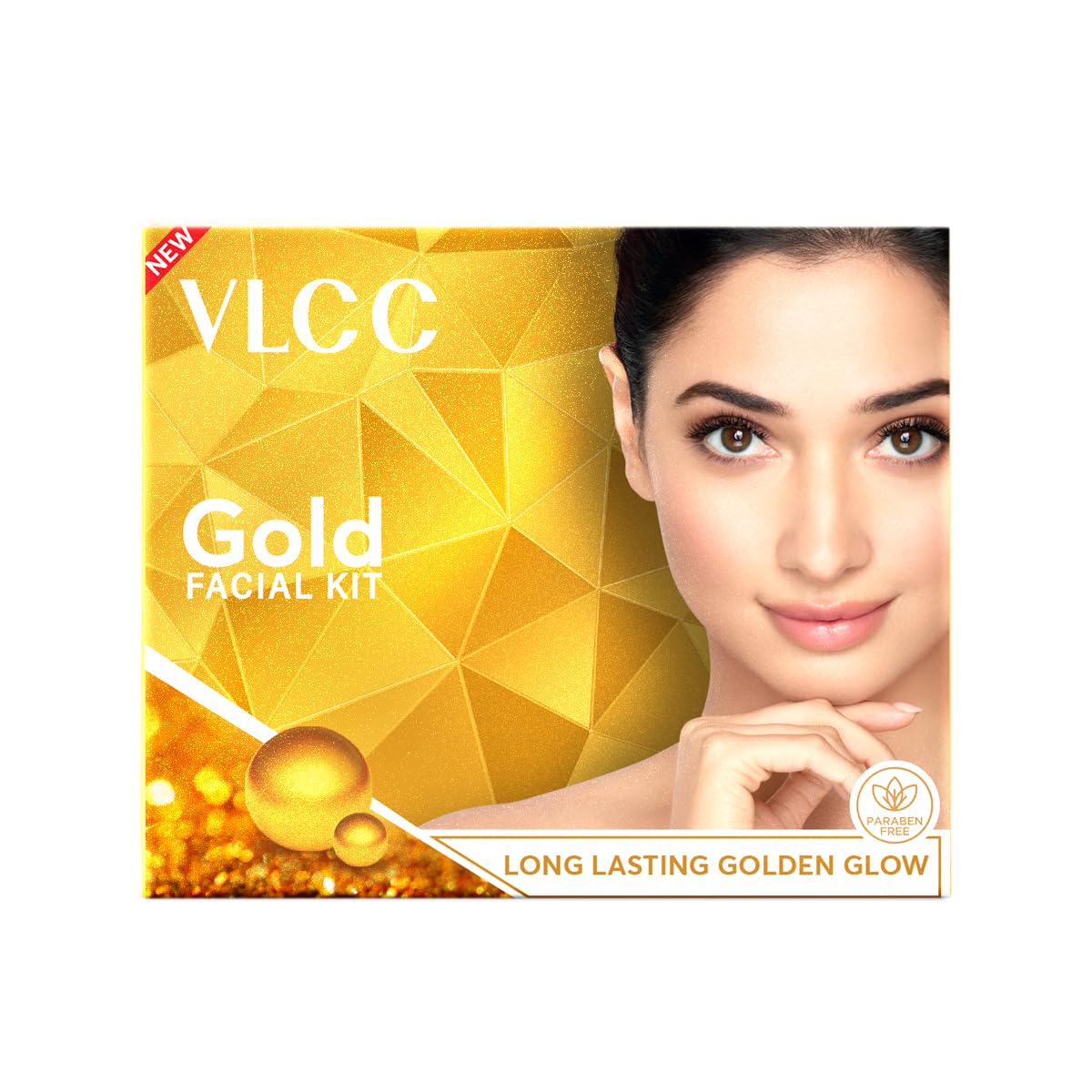 VLCC Gold Facial Kit - Single Use | Salon Like Facial at Home in Just 6-Steps | Includes Cleanser, Scrub, Cream, Face Pack & Moi
