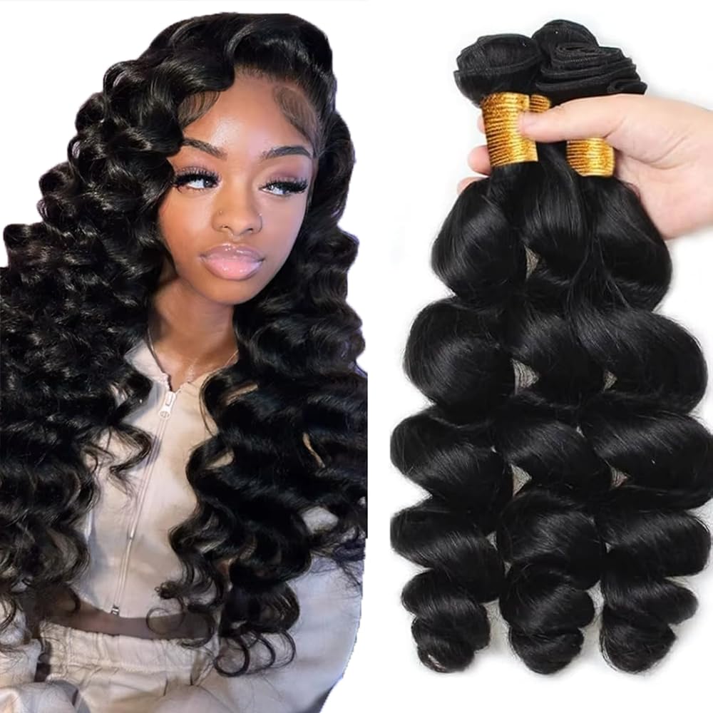 Loose Deep Wave Bundles #1B Black Bundles Human Hair 24 24 24 Inch Unprocessed Brazilian Virgin Remy Hair 3 Bundle Natural Black