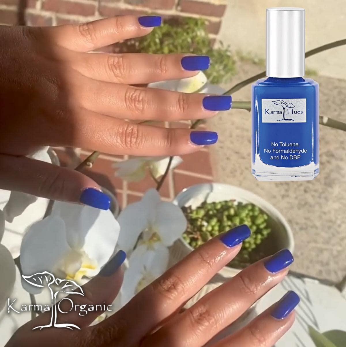 karma organic Natural Nail Polish-Non-Toxic Nail Art, Vegan and Cruelty-Free Nail Paint (PEACOCK BLUE)