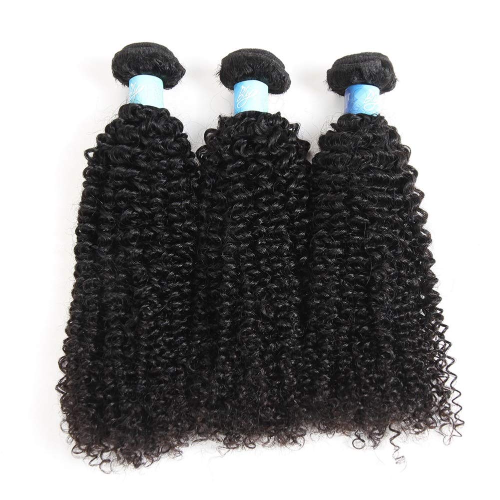 Bly 7A Mongolian Kinky Curly Human Hair 3 Bundles Pack 22/24/26 Inch Unprocessed Hair Weave Weft For Black Women Natural Color