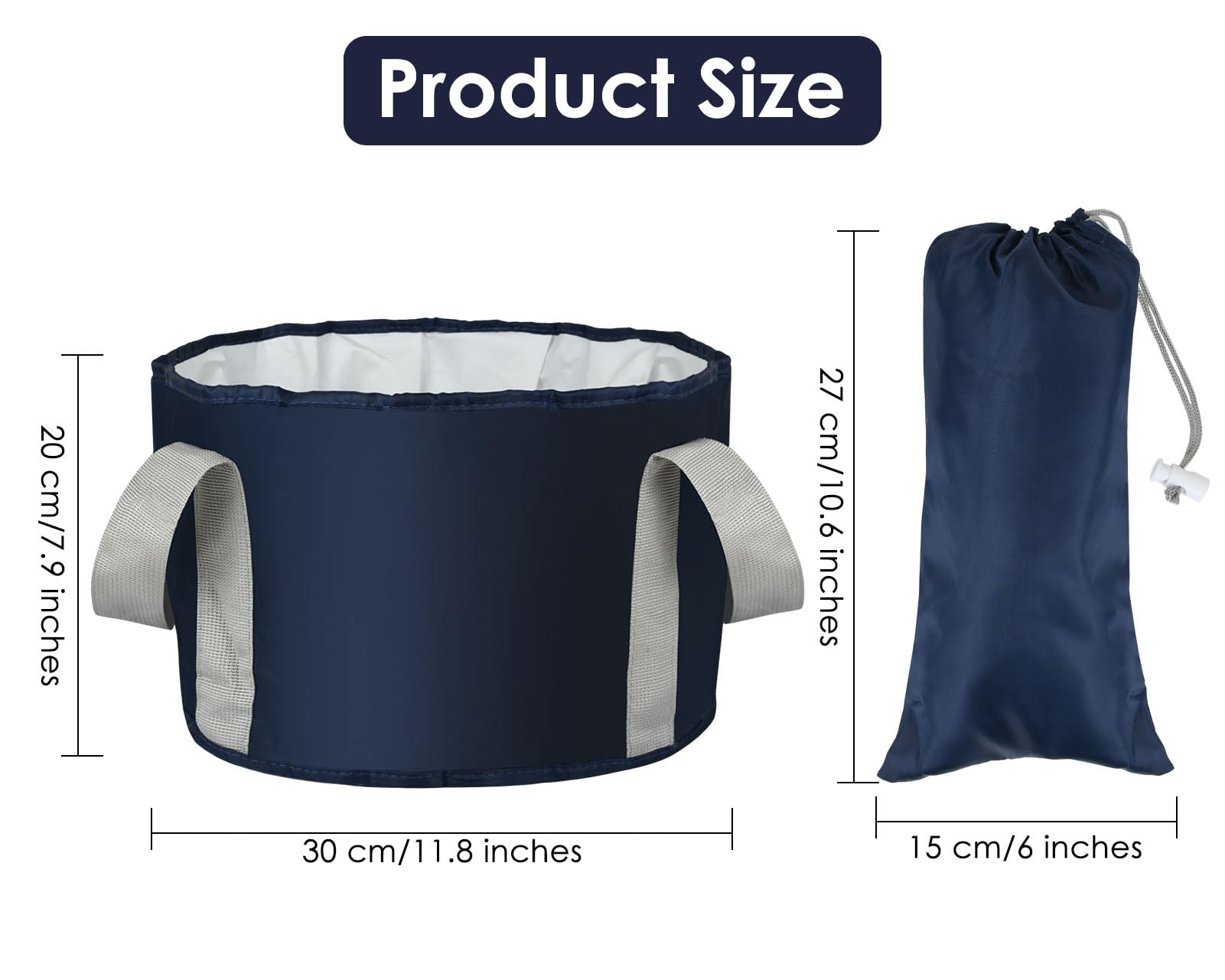 YCConcept Foot Soaking Tub Collapsible Bucket with Handle 4.7 Gallon/18 L Portable Wash Bag for Fishing, Traveling, and Camping