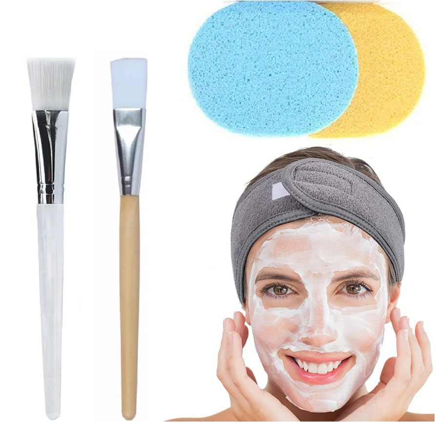 Ghelonadi WomenS Makeup Combo Of Spa Facial Headband  Adjustable Face Wash Headband Facial Mask Brush Makeup Brushes Makeup Rem