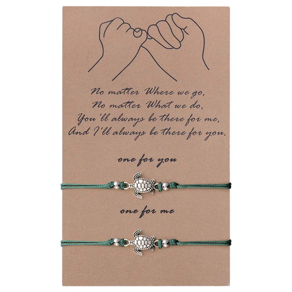 Sunsh 2Pcs MotherS Day Sea Turtle Anklets Bracelets For Women Lover, Pinky Promise Matching Bracelets Bff Jewelry Couple Boyfri