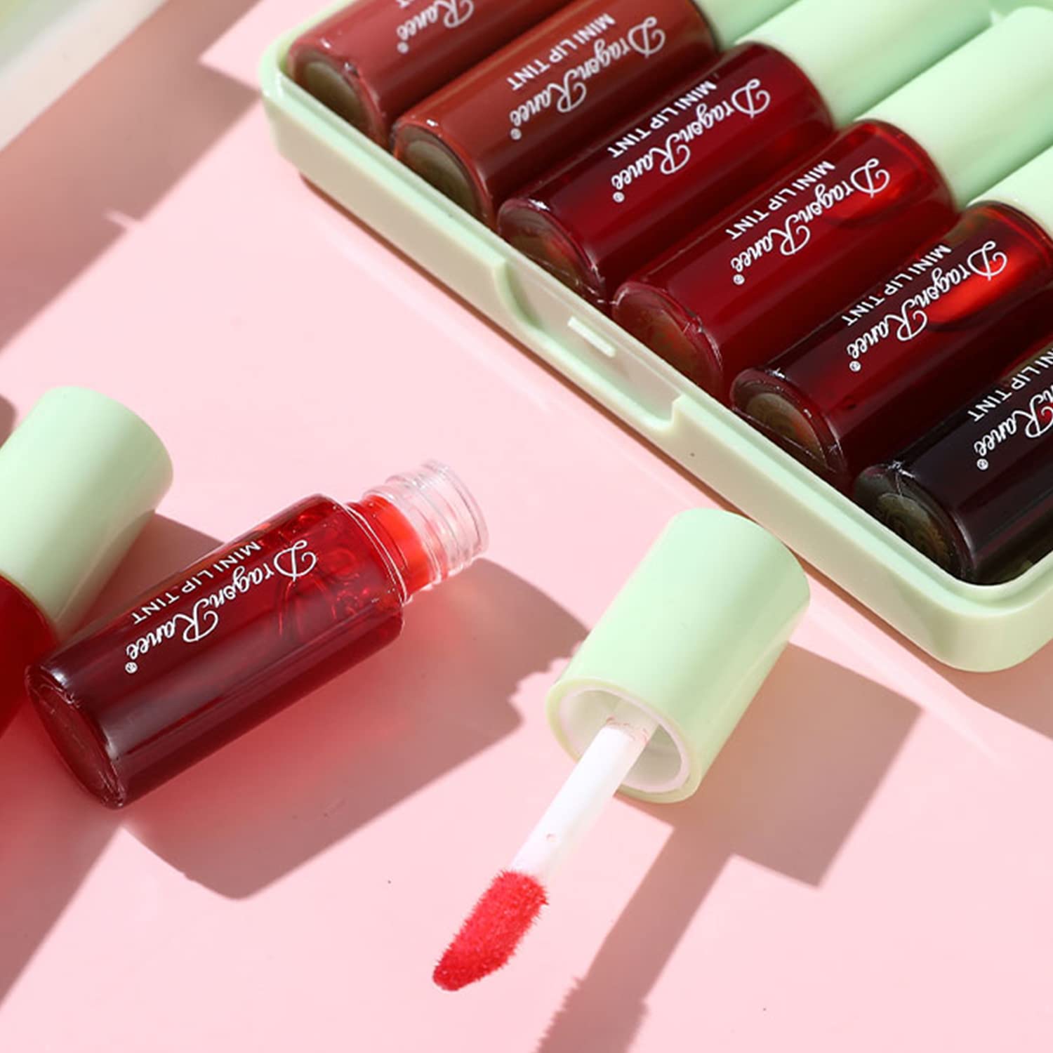 6 Colors Lip Tint Stain Set, Korean Velvet Water Lip Tint Moisturizing Mini Liquid Lipstick, Multi-Use Lip And Cheek Tint Stains