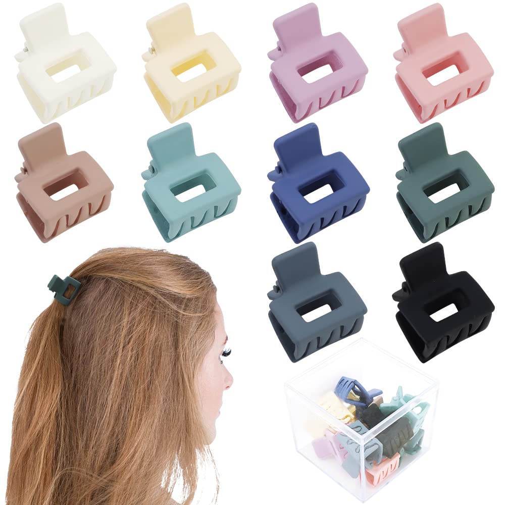 Ahoney 10Pcs Small Hair Claw Clips for Women Girls - Mini Matte Tiny Hair Clips for Thin Thick Medium Hair, Cute Jaw Barrettes w