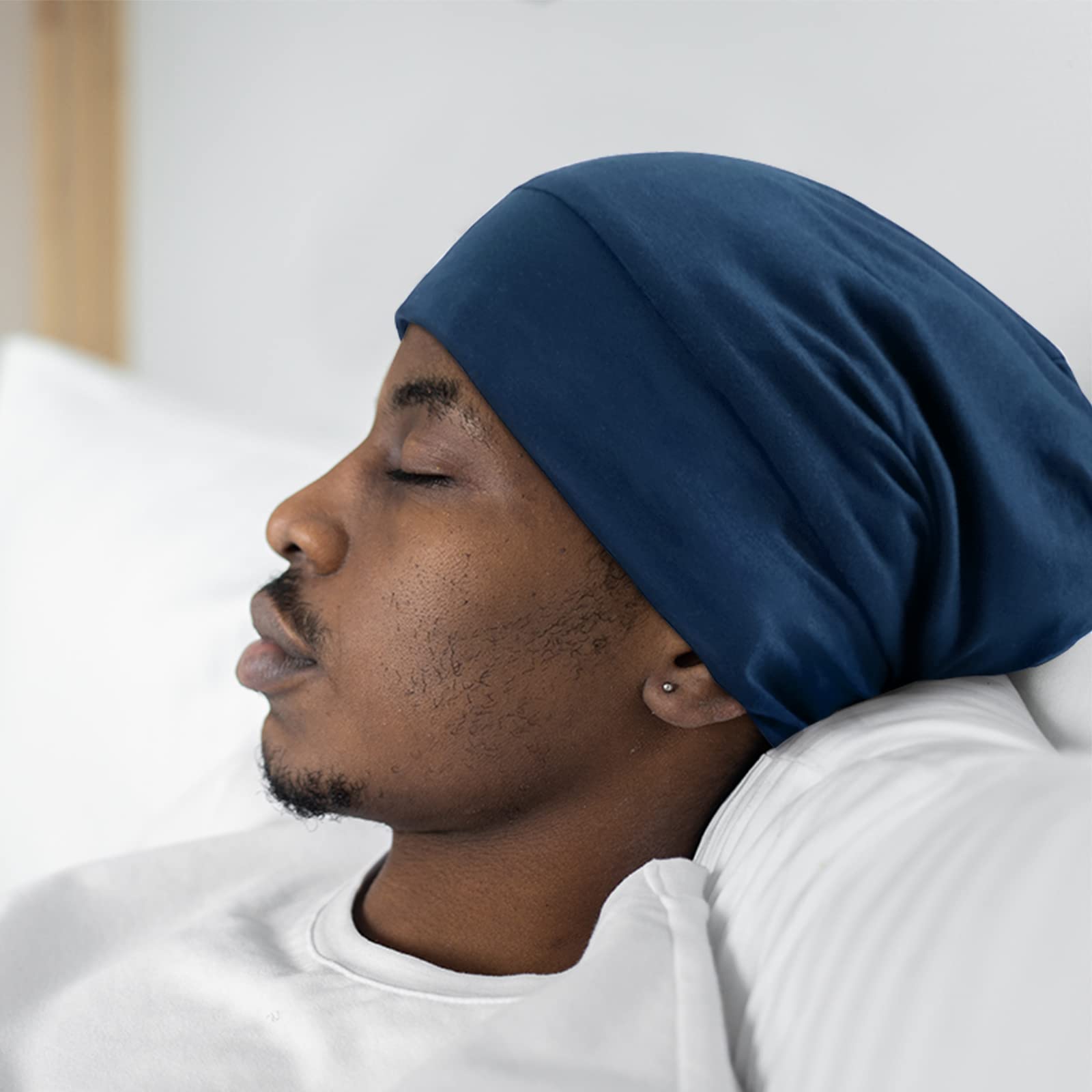 Olesilk Mulberry Silk Bonnet For Men, Mens Bonnet For Curly Hair, 100% Real Silk Hair Bonnet For Sleeping, Night Cap For Frizzy