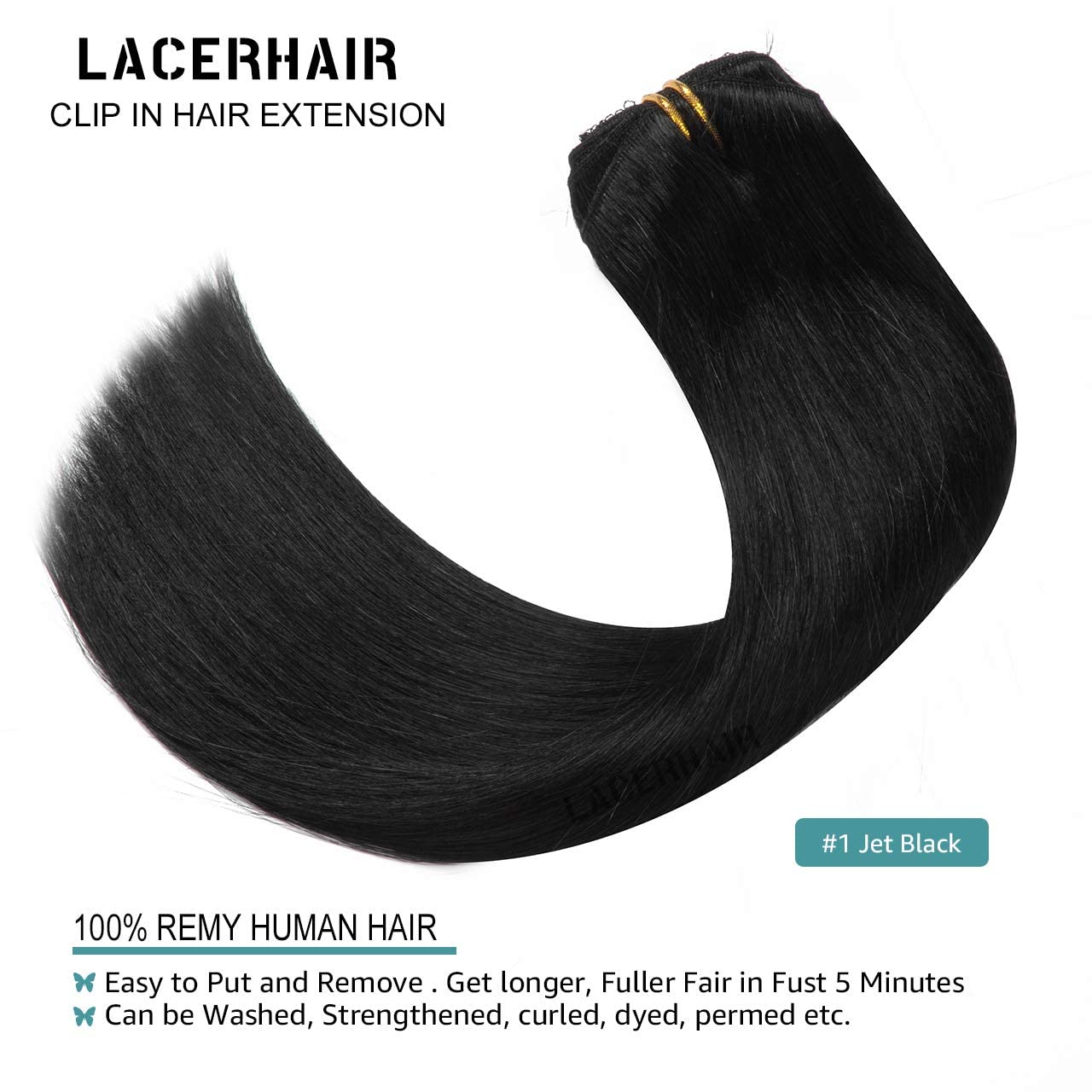 Lacer New Version Thick Hair Extensions Clip In Human Hair Full Head Silky Straight Glam Seamless Clip In Hair Extensions 120G 7