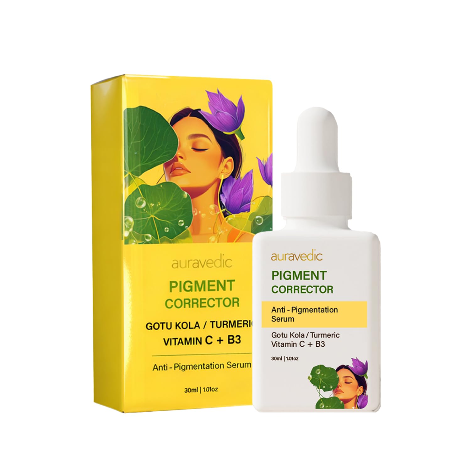 Auravedic Pigmentation Serum For Pigmentation And Dark Spot Removal 30Ml Face serum For Glowing Skin with Gotu Kola Turmeric Man