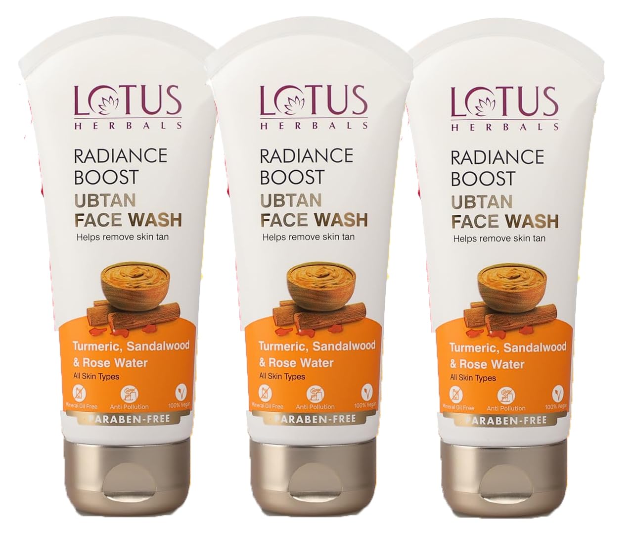 Lotus Herbals Radiance Boost Ubtan Face Wash 100G (Pack Of 3)