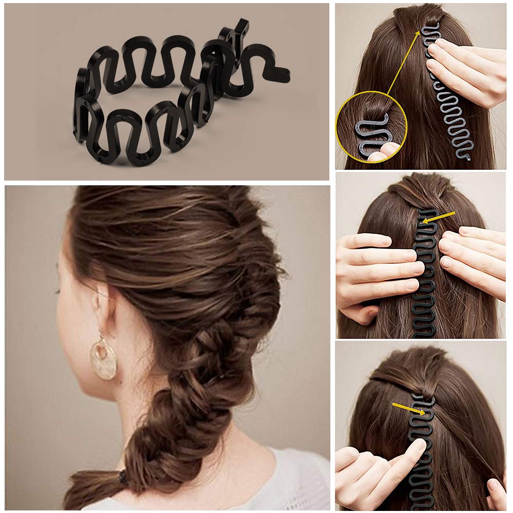 Topsy Hair Tail Tools Set,Tsmaddts Hair Braiding Set 8 Pcs Topsy Tail Tools 8 Pcs French Centipede Braiders For French Twist Pla