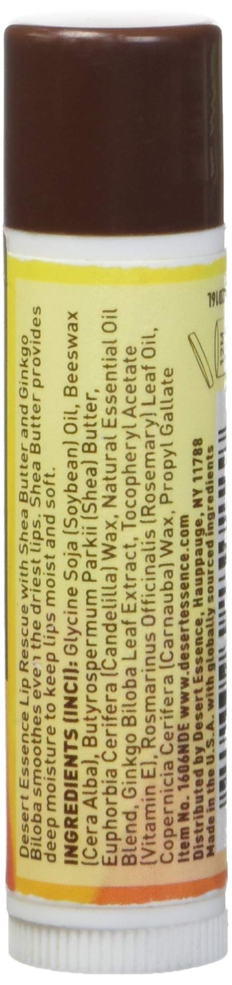 Desert Essence Lip Rescue Ultra Hydrating With Shea Butter - 0.15 Oz - Soft Moisturizer Balm Stick - W/Ginkgo Biloba Extract - F