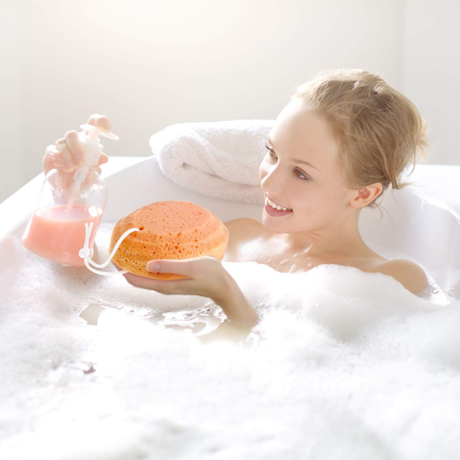 4 Pieces Soft Bath Sponge Exfoliating Shower Foam Body Sponge Exfoliating Soothing Sponge For Bathroom Supply