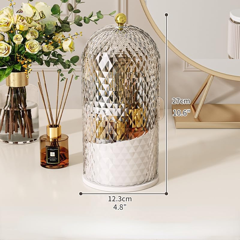 Siehpa3 Makeup Brush Holder Organizer With 360 Rotating Lid Dustproof Makeup Brushes Organizer For Vanity Desktop Bathroom Count