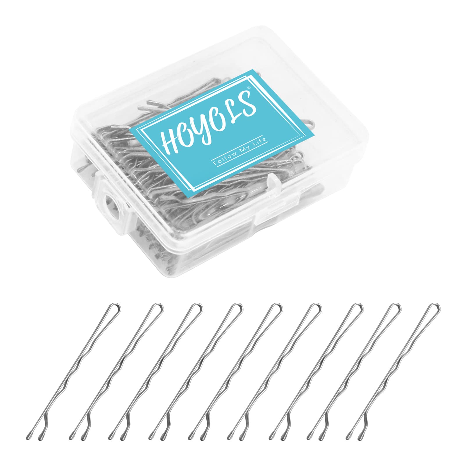 Hoyols Hair Pins Silver Gray, Crimped Grip Bobby Pin, Secure Hold Wavy Slide Proof Hair Styling Pins Holder For Gray Hair Women 