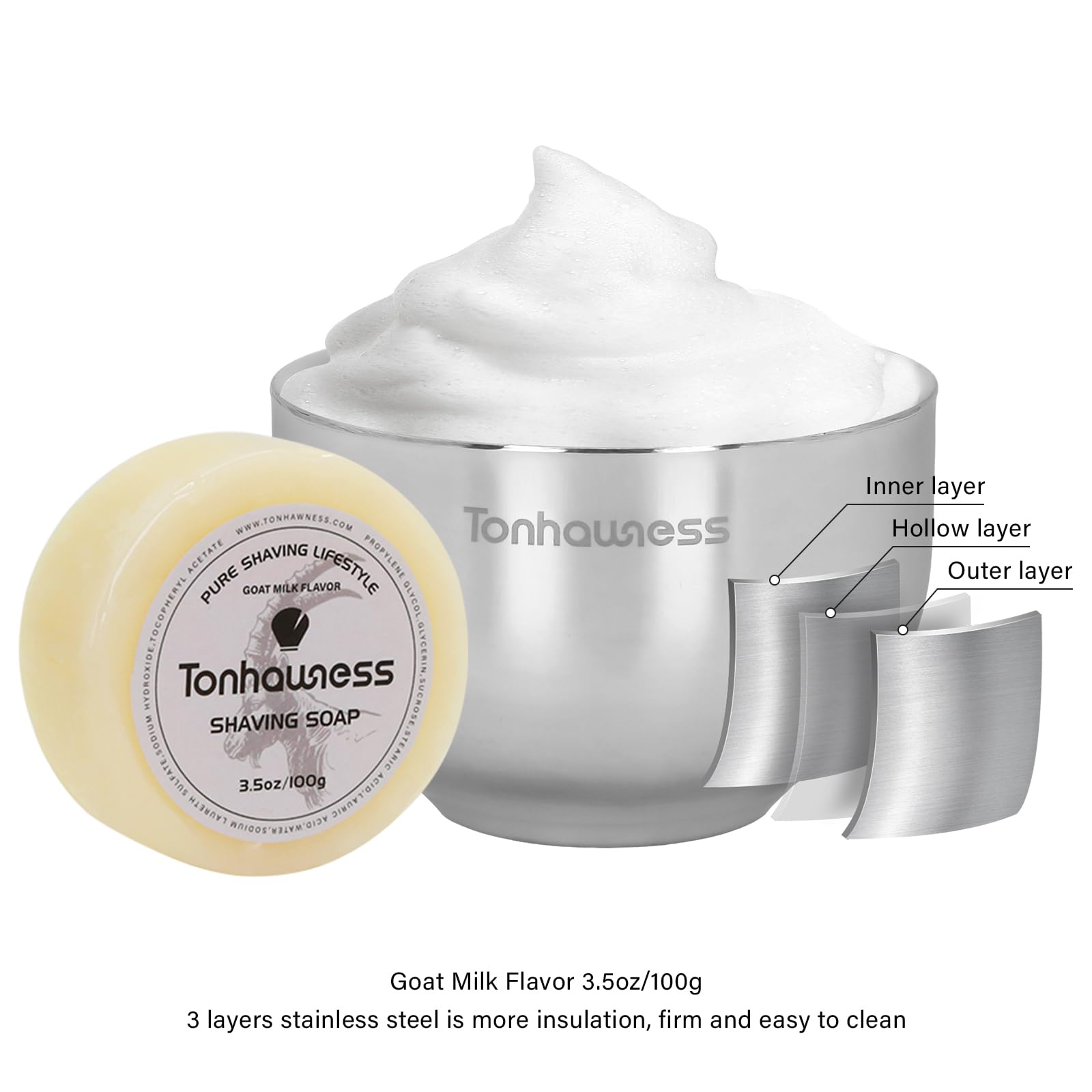 Tonhawness Shaving Brush Kit For Men, 4 In 1 Shaving Brushes Set Includes Badger Hair Shave Brush, Shaving Bowl & Stand And Shav
