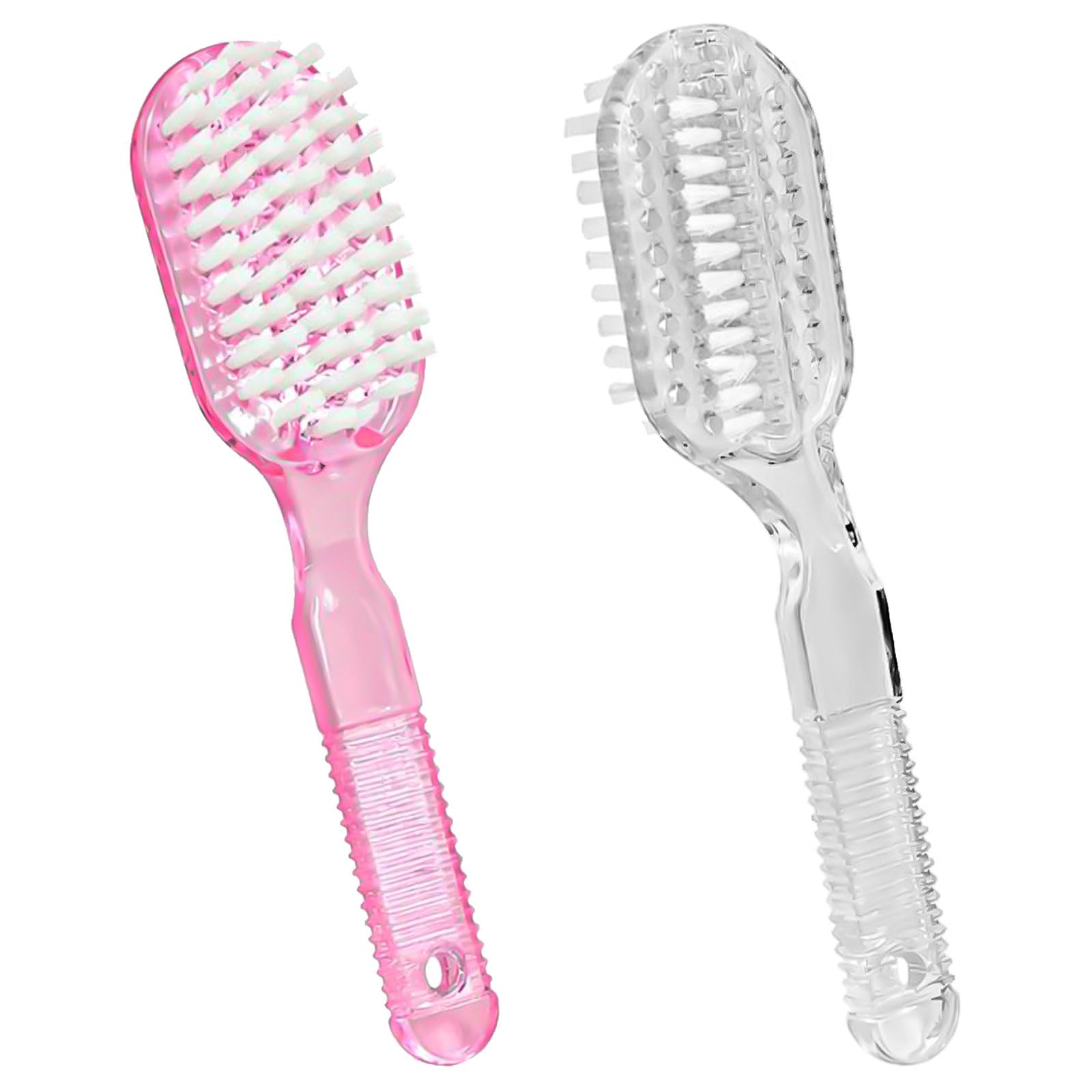 DualSided Handle Grip Nail Cleaning Brush for Hands and Feet with Soft & Stiff Bristles (2 Pack)