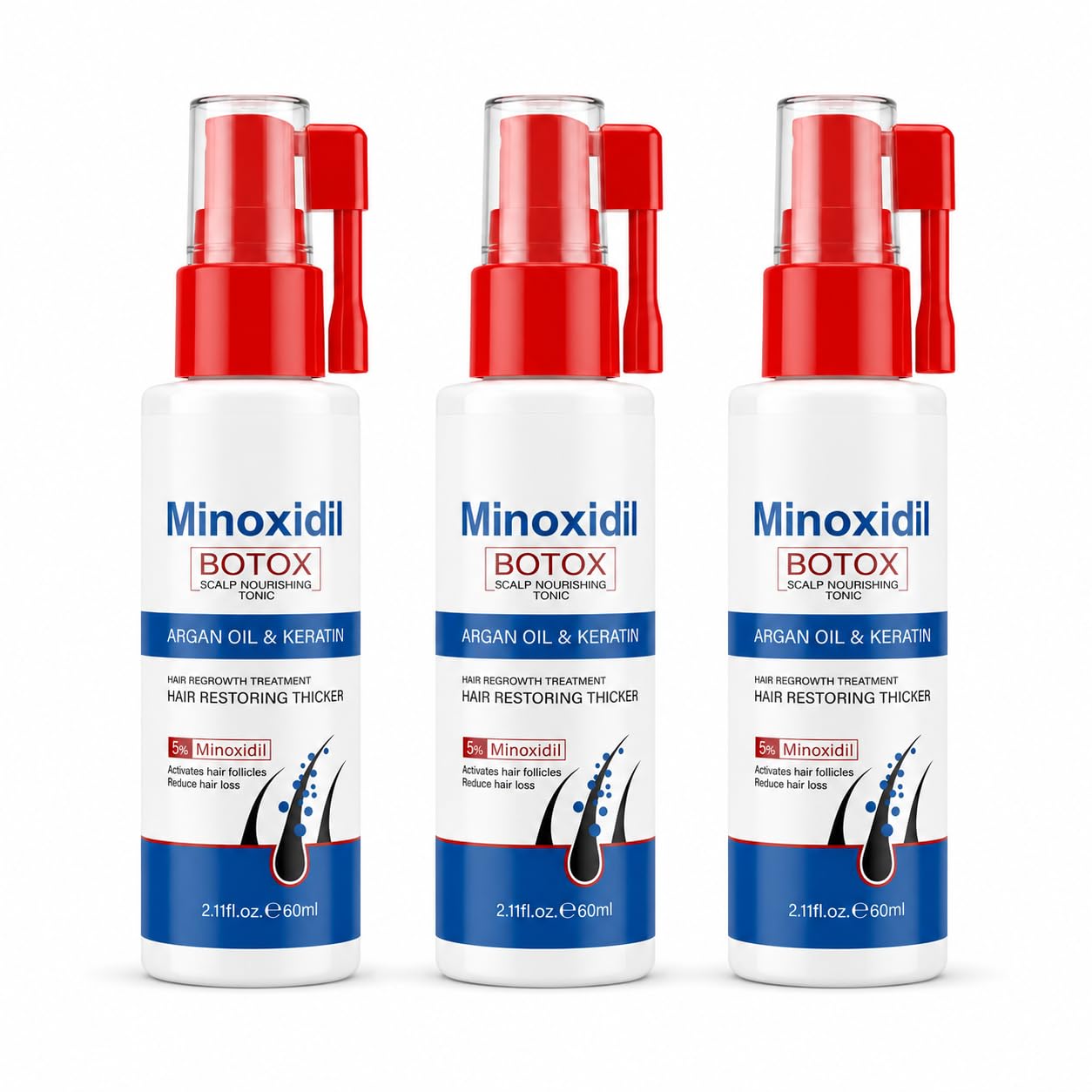 SSUMIAO Minoxidil 5% Liquid for Men and Women, Hair Regrowth Treatment with DHTBlocking Support, Argan Oil & Keratin Topical Sc
