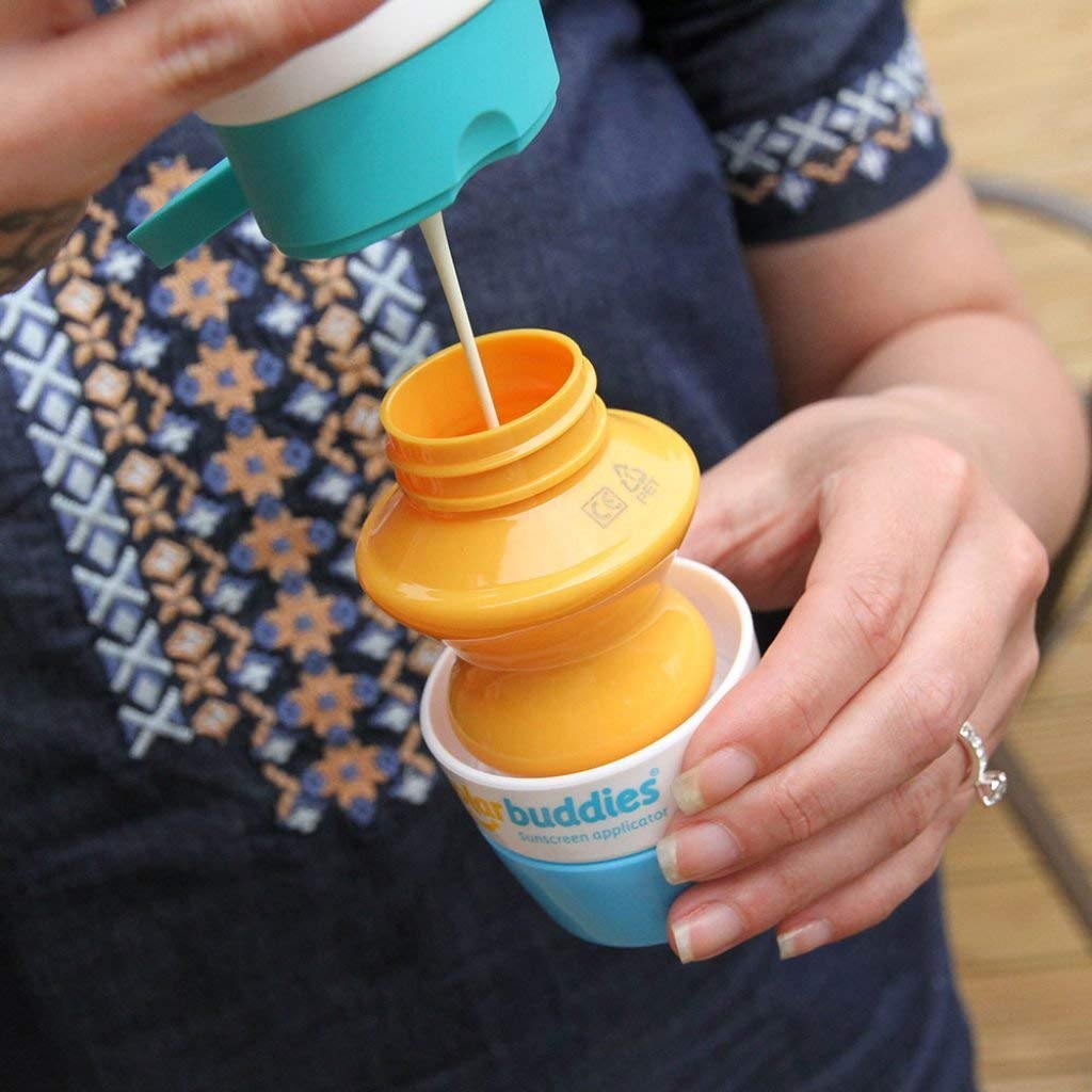Solar Buddies Sunscreen Applicator - Single Full Blue - Bpa-Free Refillable Roll On Sponge Sunscreen, Suncream & Lotion Applicat