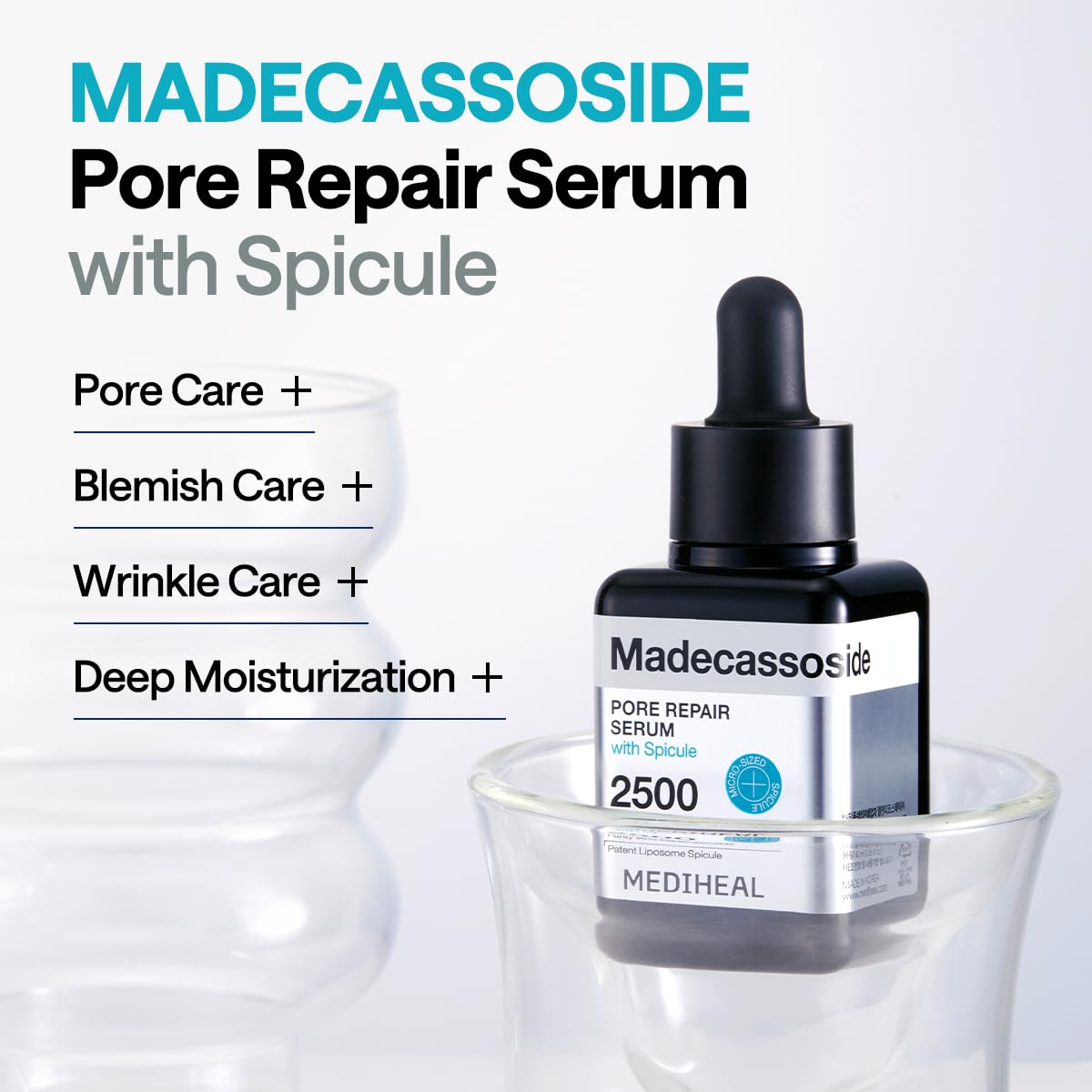 Mediheal Madecassoside Pore Repair Serum 1.35 fl.oz | 2,500 ppm Liposome Spicule & 98.5% Purity Madecassoside Included | Improve