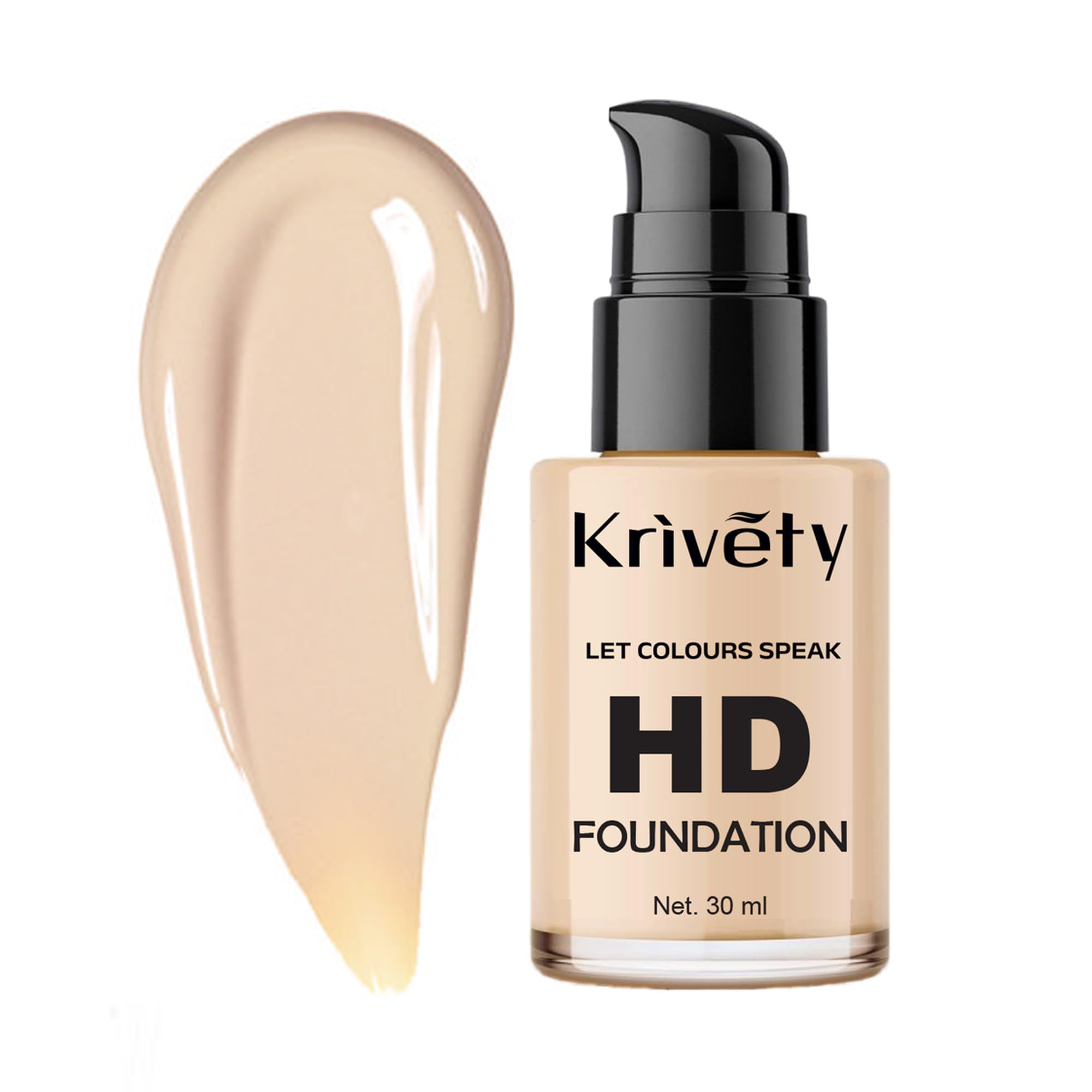 Krivety Let Colours Speak Liquid Foundation (With Pump), Toffee Foundation 30Ml