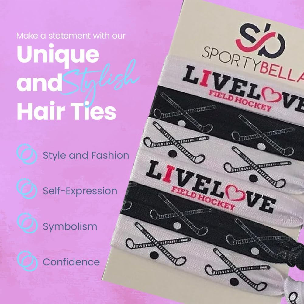 Field Hockey Hair Accessories, Field Hockey Hair Ties, No Crease Field Hockey Hair Elastics Set, Gift for Girl Field Hockey Play