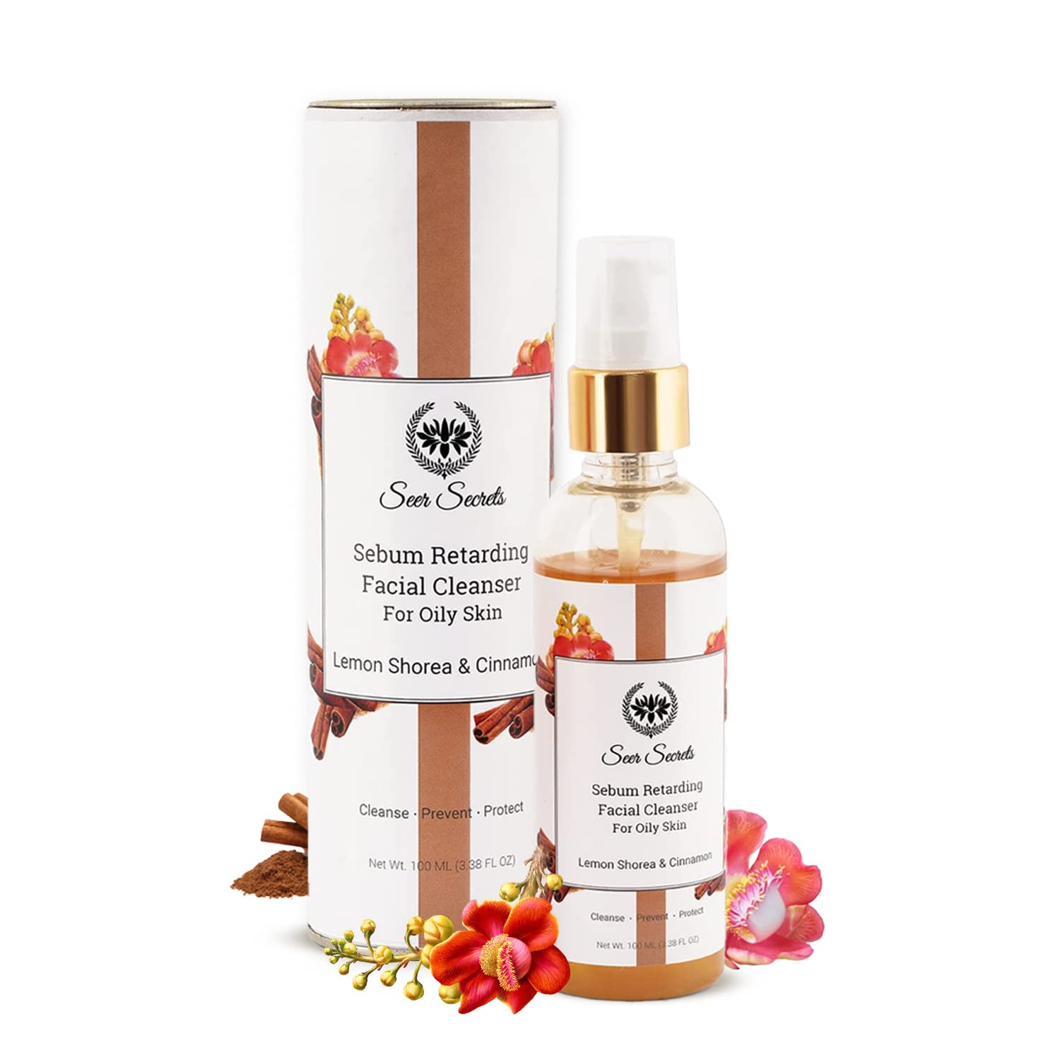 Seer Secrets Natural Lemon Shorea & Cinnamon Face Wash For Oily Skin | Deep Cleaning Of Pores & Dirt | Increase Skin Brightness 