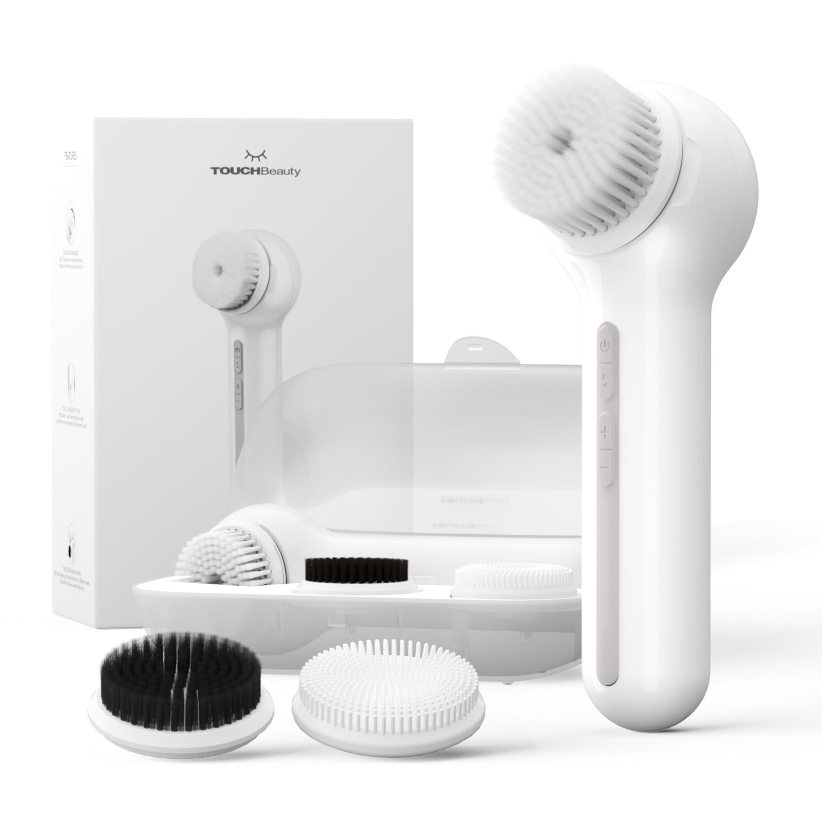 TOUCHBeauty Professional 3IN1 Facial Brush Set, Advanced 360 Spin Cleansing Brush & Bamboo Charcoal Brush, Dual-charging System 