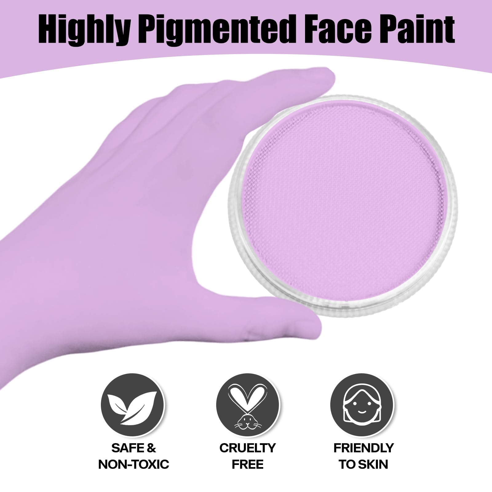 Go Ho Pastel Purple Face Paint Washable For Halloween Makeup,Creamy To Gel Water Based Pastel Purple Body Paint Full Coverage Fo