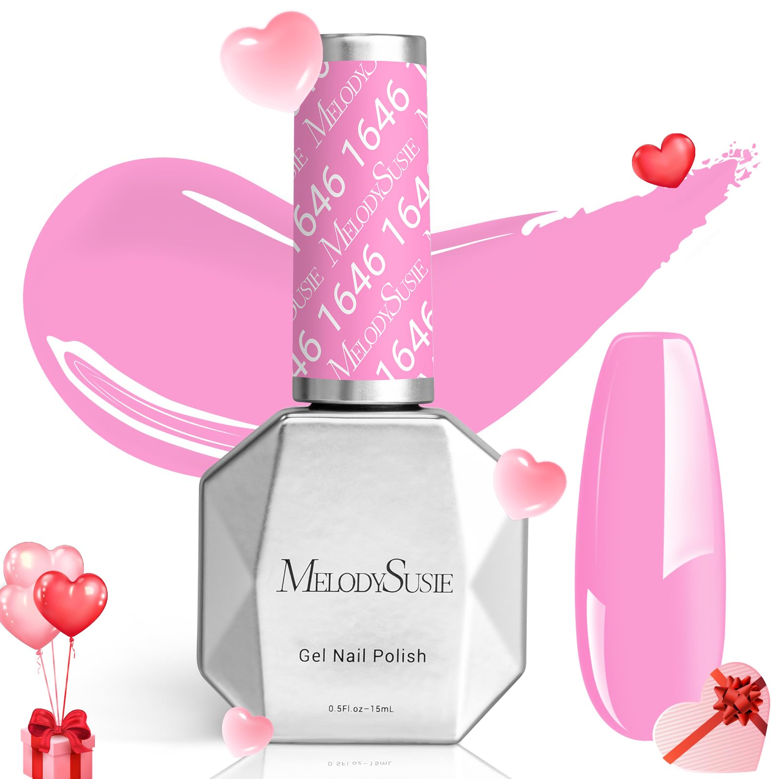 MelodySusie Pink Gel Nail Polish,0.5fl oz Light Pink Nails Soak Off UV LED Bright Pink Gel Polish Gift for Women Nail Art Manicu