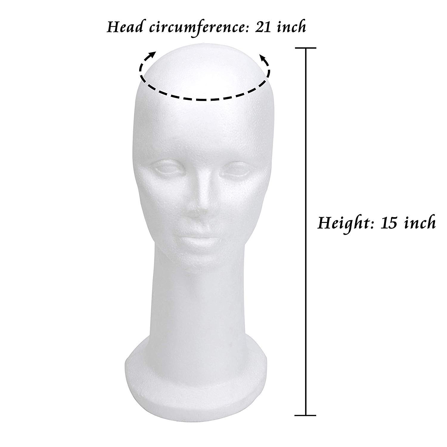 BHD BEAUTY 15 Styrofoam Foam Mannequin Manikin Display Head Wig Hat Stand White Foams Sale