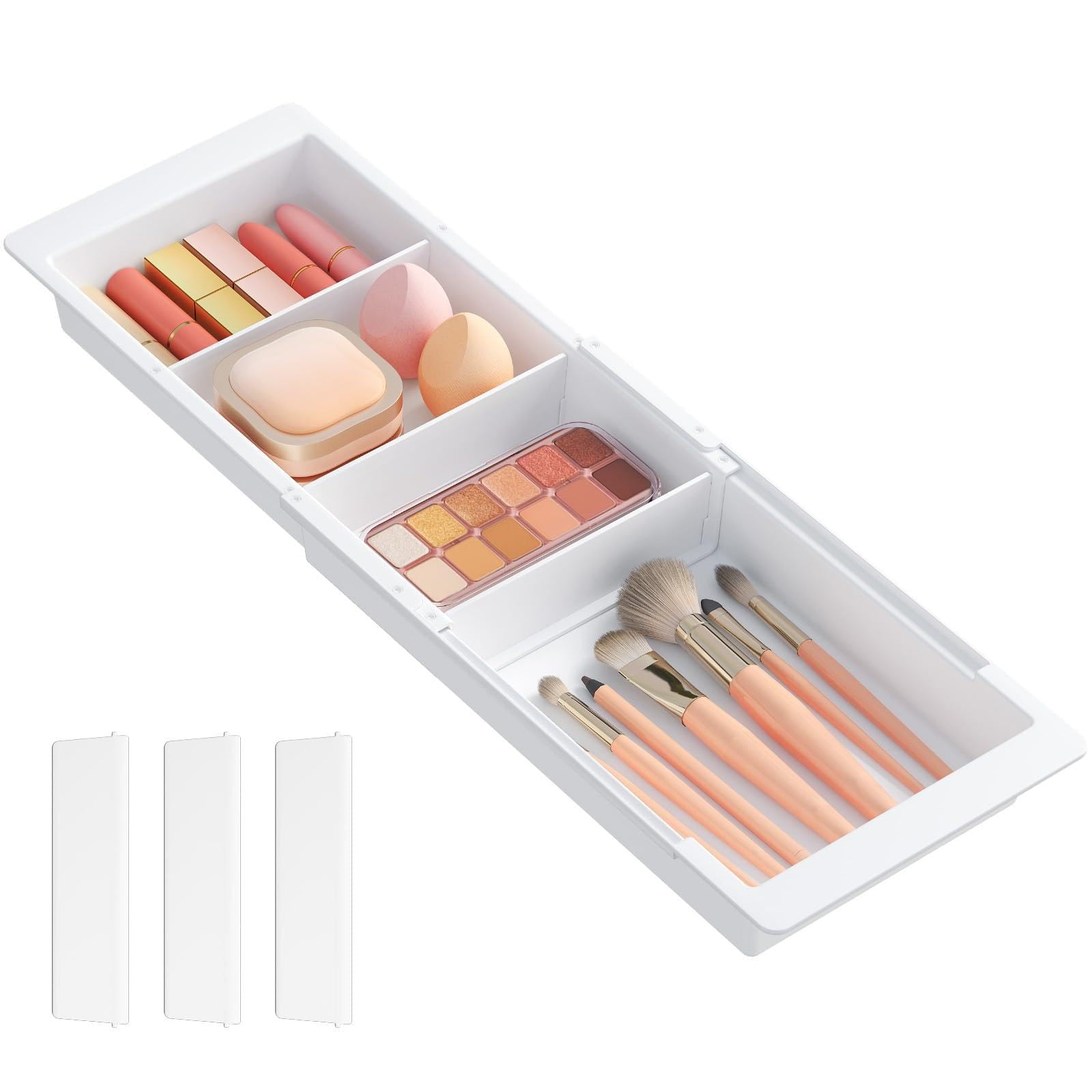 Lifewit Sliding Makeup Drawer Organizer Trays with Inserts, Extendable Hanging Desk Drawer Divider, Fits 13-20 Deep Drawers, 1.8