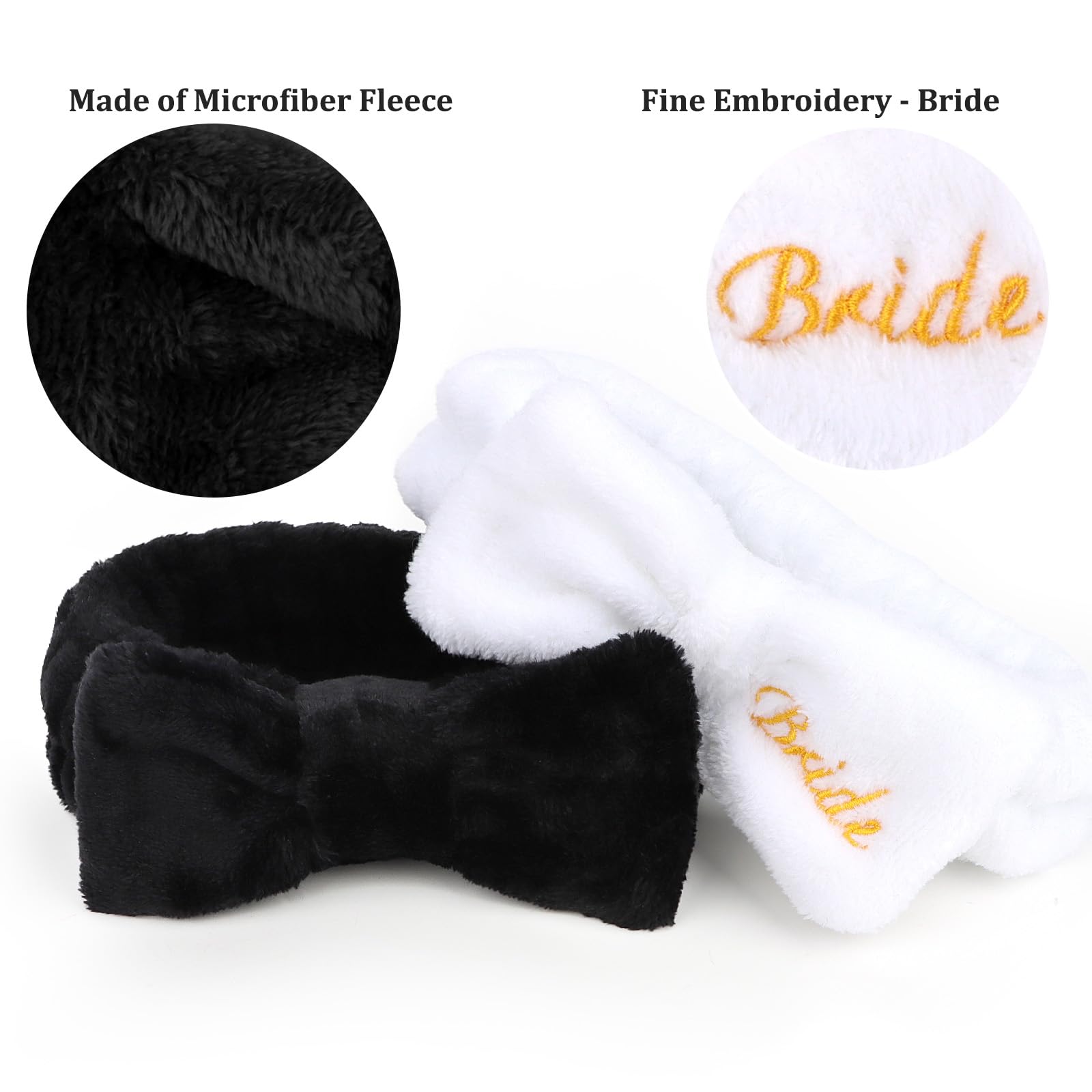 CIEHER Hairband, 8pcs White & Black Spa Headband for Bachelorette Party Favors, Bride & Bridesmaid, Yoga, Sports, Home Use