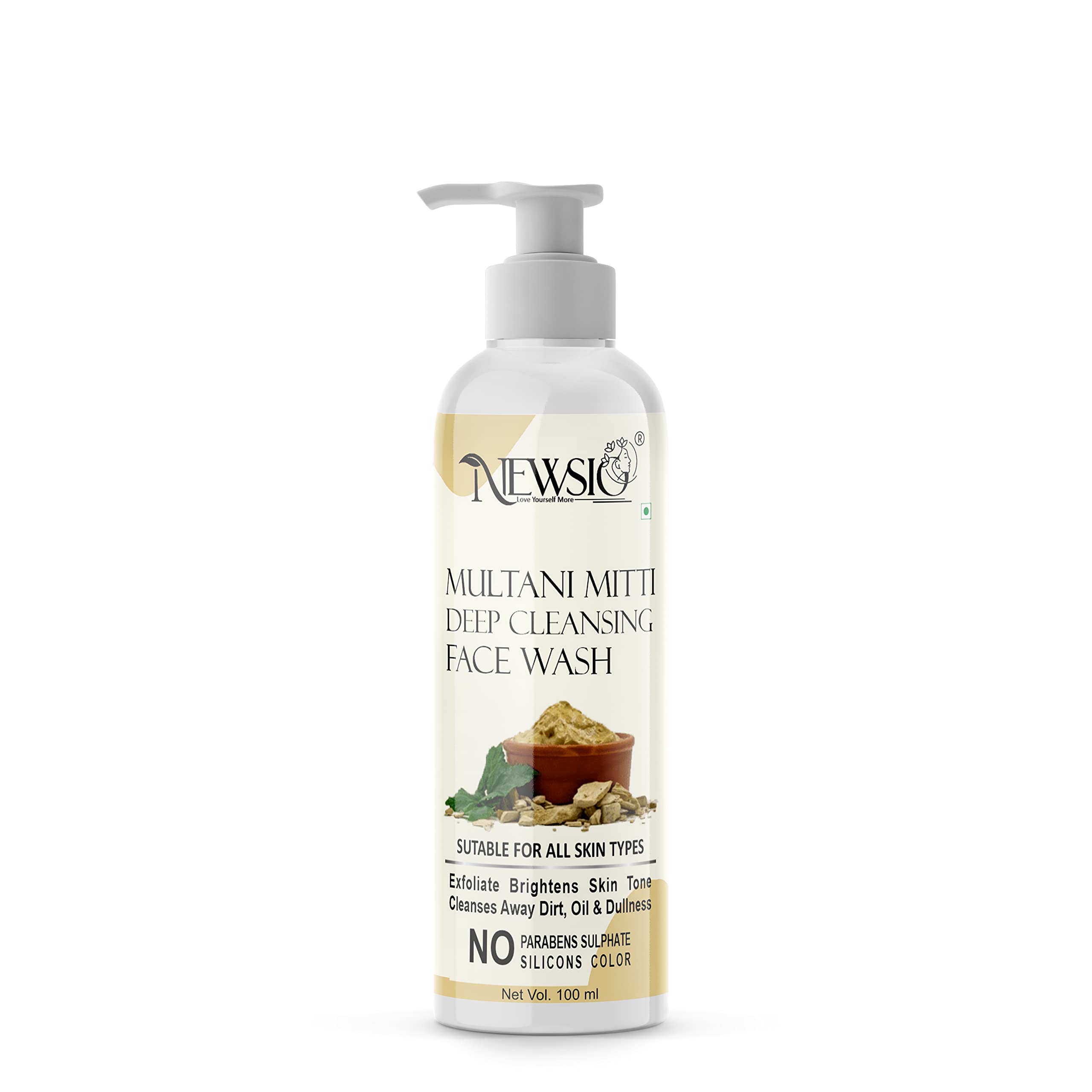 Newsio Multani Mitti Deep Cleansing Face Wash For Oliy Skin Redient Face Remove Dirts, Controls Acne, Pimple & Excess Oil All Sk