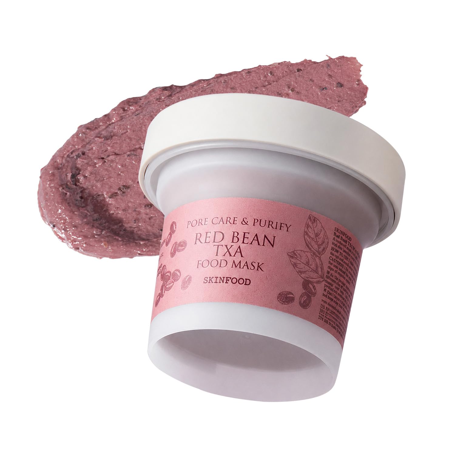 SKINFOOD Red Bean TXA Food Mask, Korean Exfoliating Face Wash with Red Bean Powder, Gentle Pore Cleansing & Blackhead Removal, w