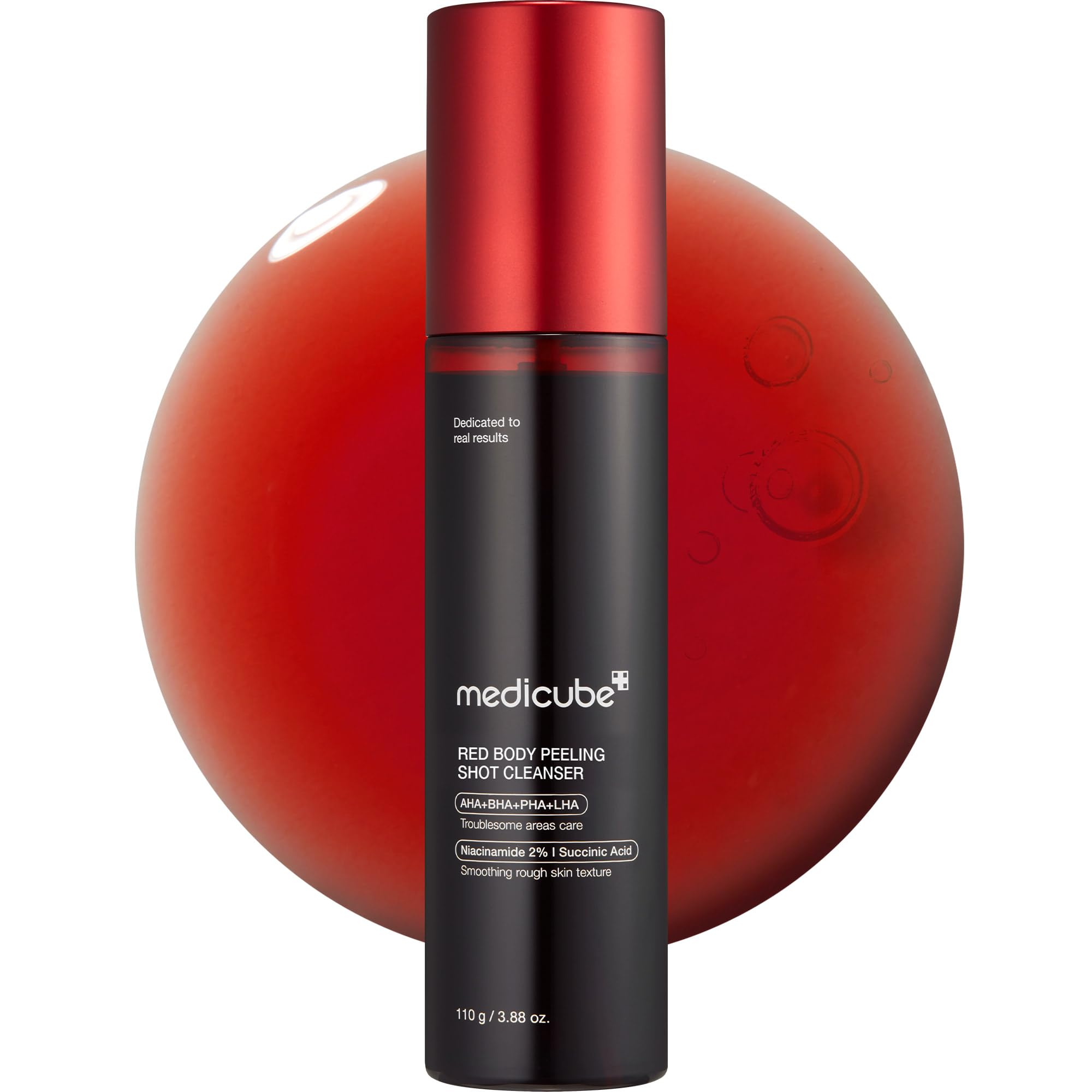 medicube Red Body Peeling Shot, Body Spray Cleanser for Strawberry skin, AHA + BHA + Succinic Acid Helps Reduce Body Breakouts a
